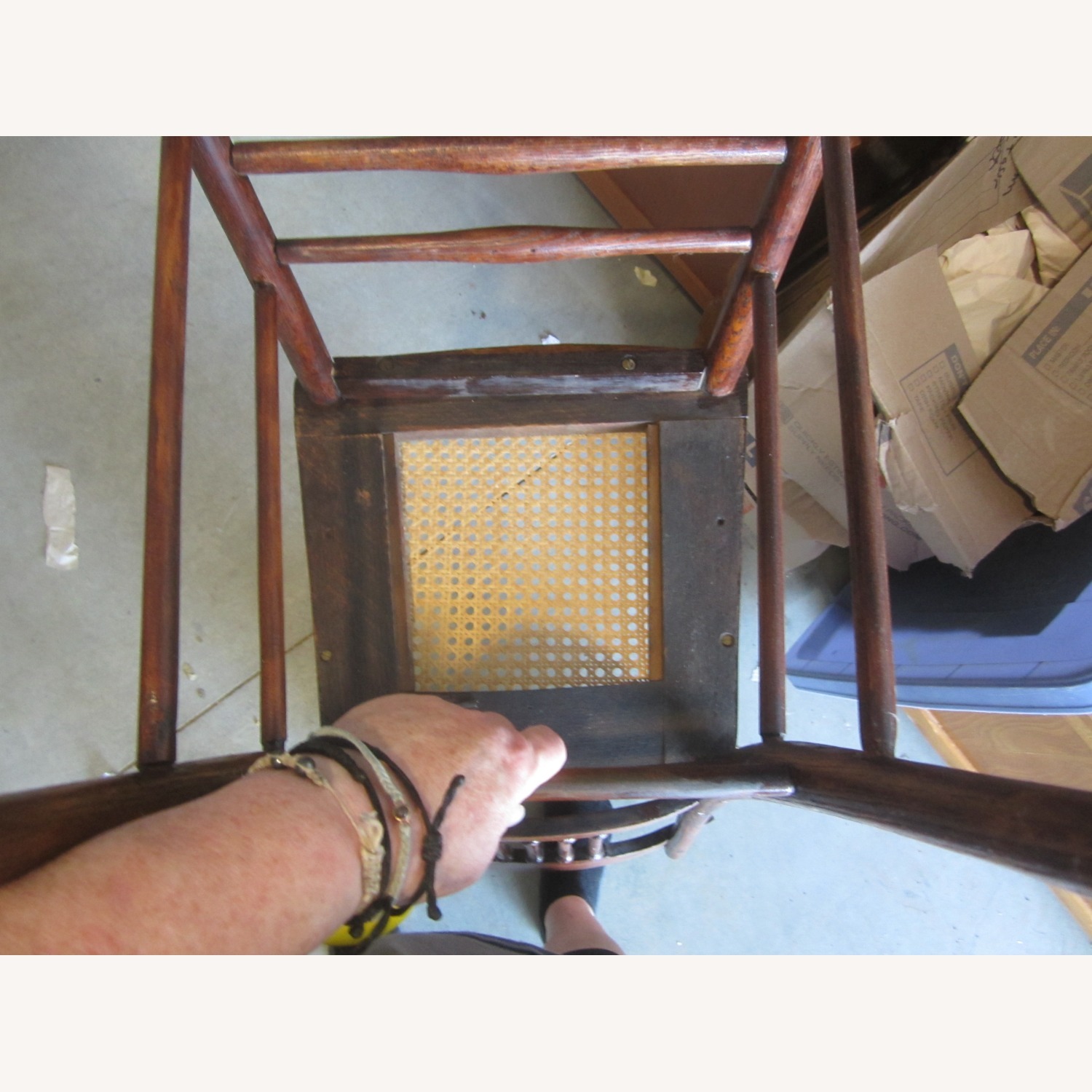 VTG Dark Brown Accent Chair Cane Seat - image-8