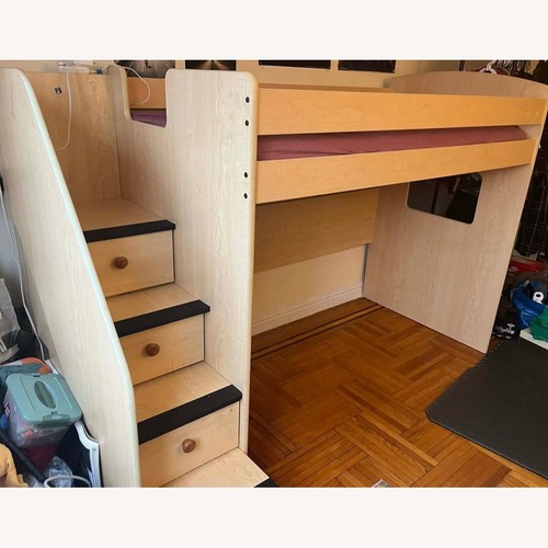 Used Berg Furniture Natural Wood Loft Bed for sale on AptDeco