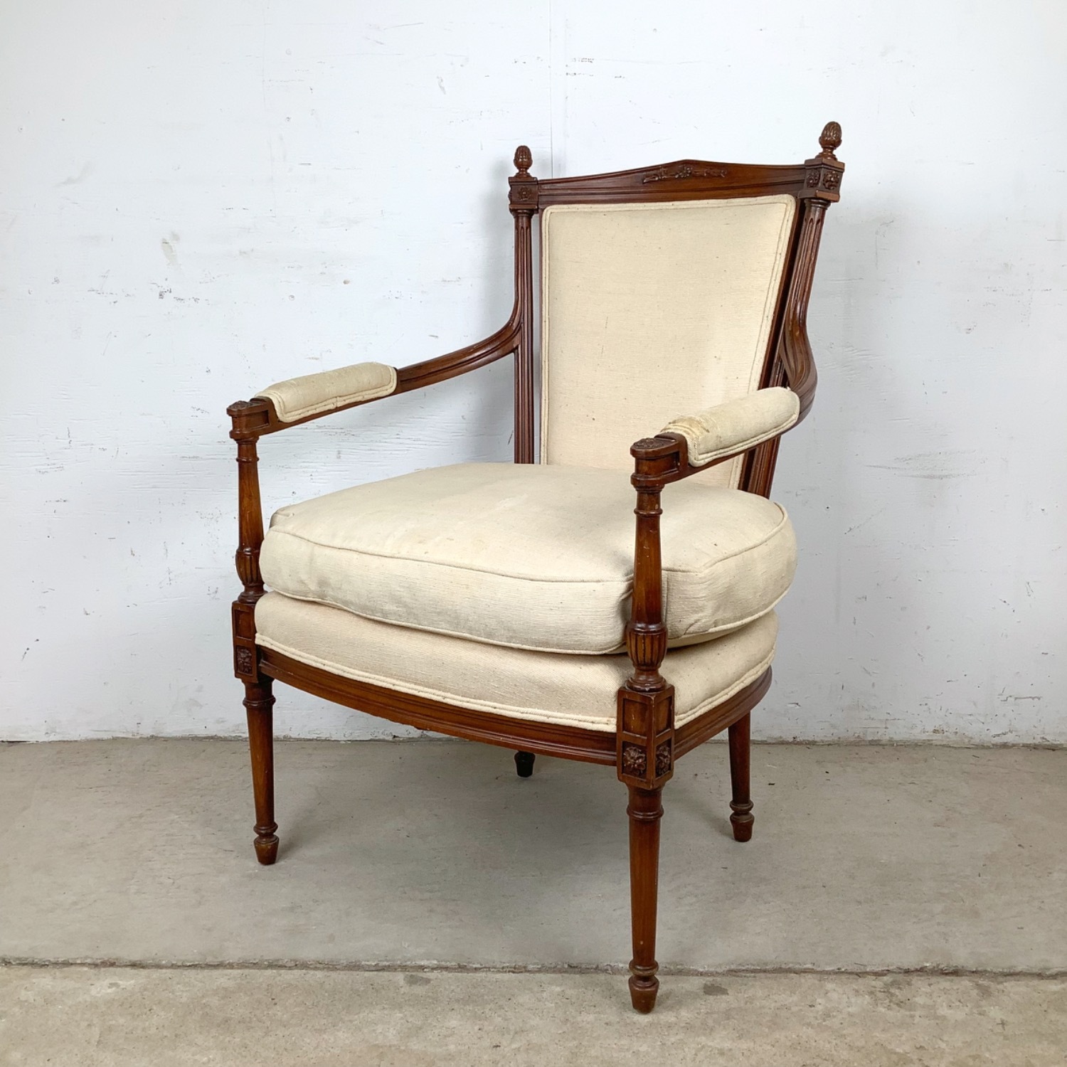 Vintage French LOUIS XVI Style Fauteuil Armchair - image-4