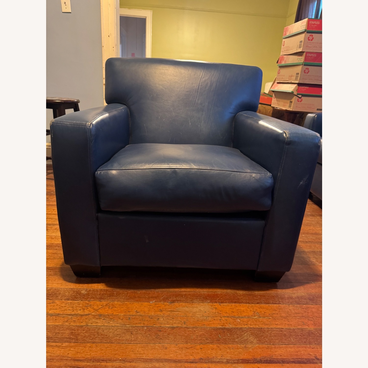 Blue Leather Armchair - image-5