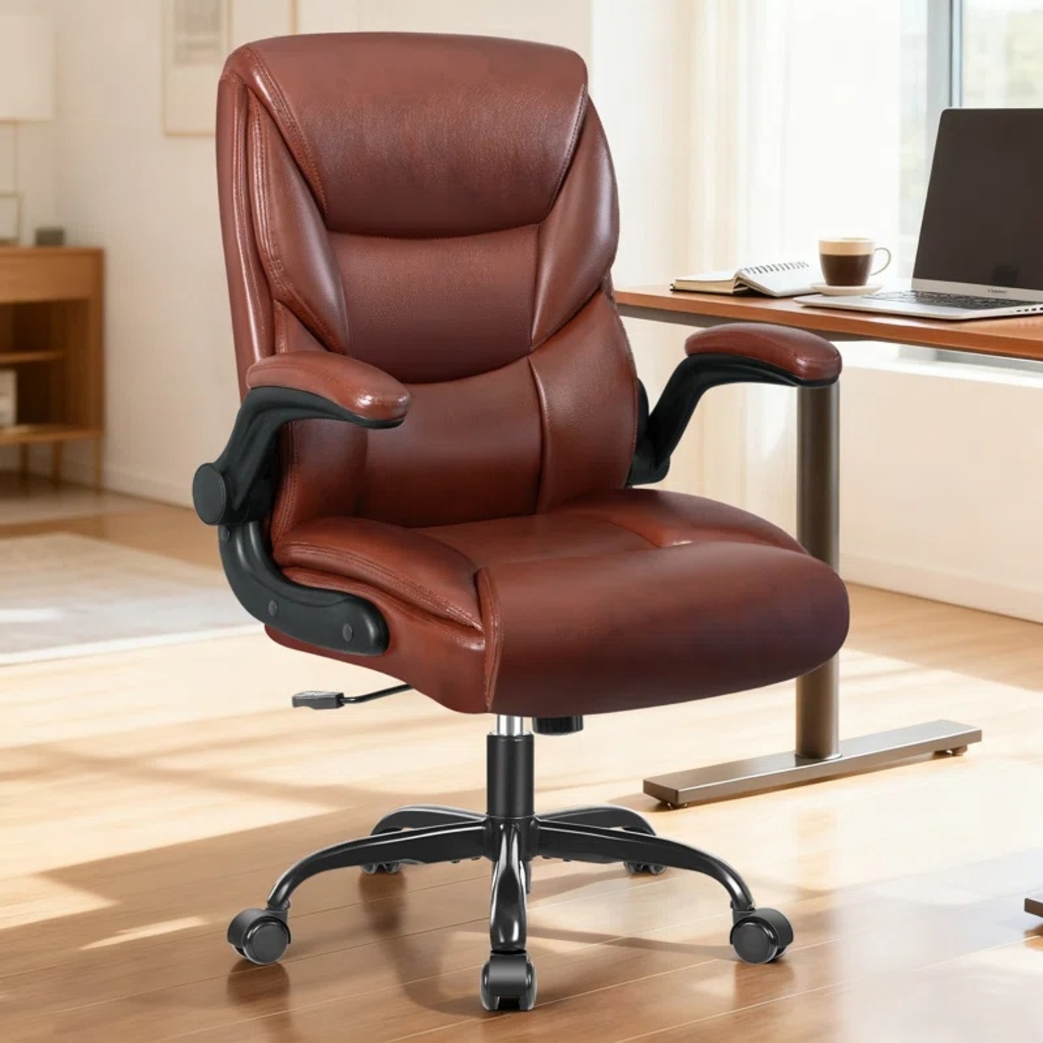 Wayfair Dark Brown Leather Office Chair - image-5