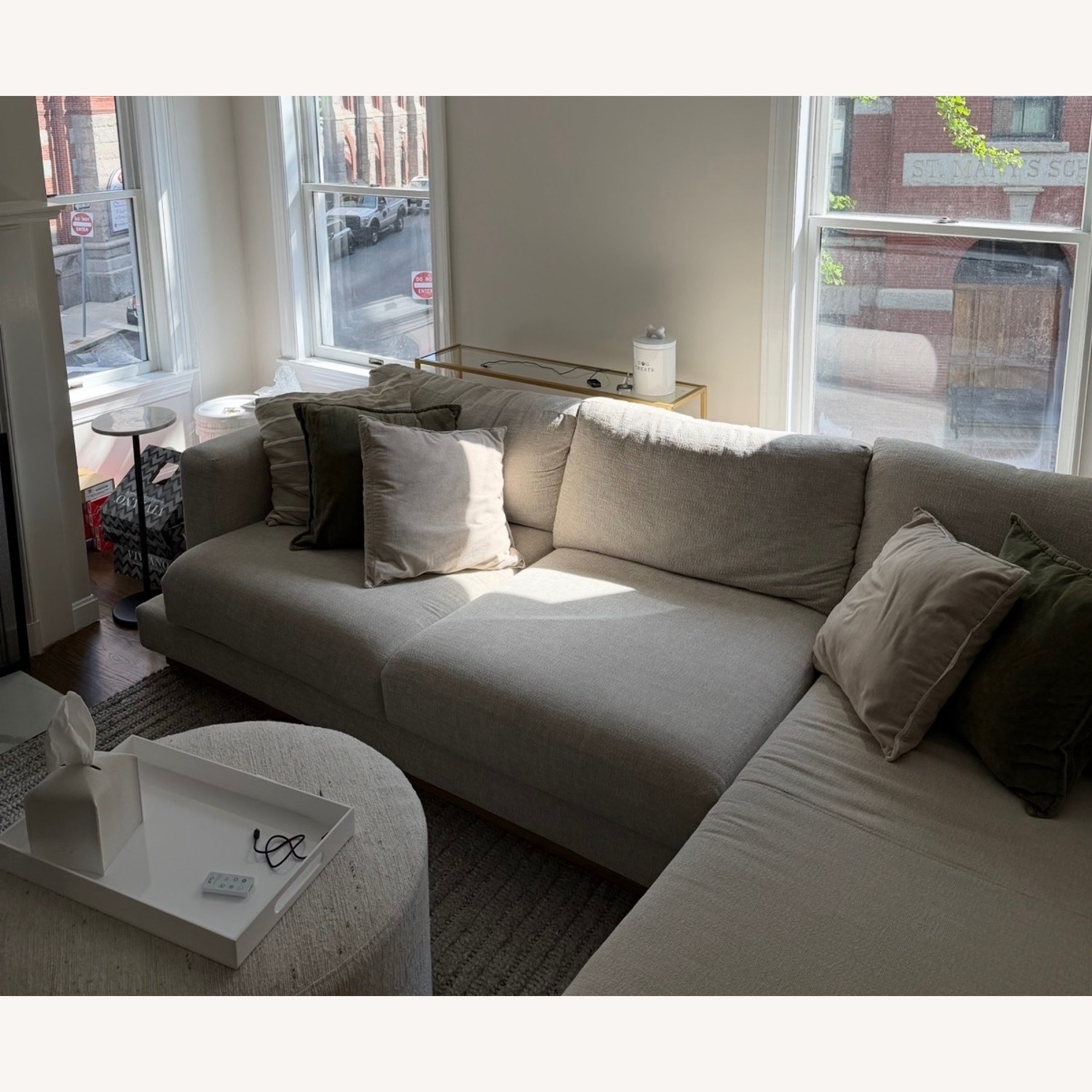 Crate & Barrel Tidal White Fabric 2 Piece Sectional - image-8