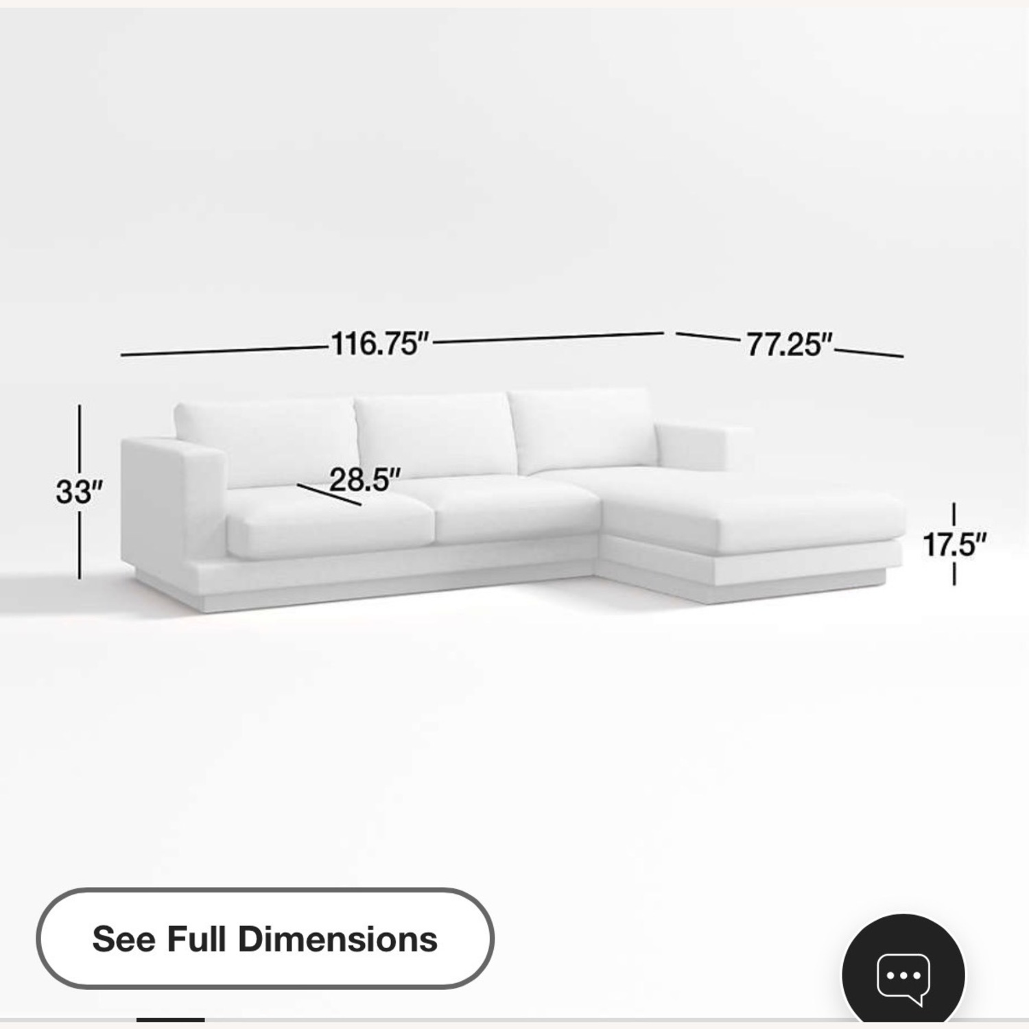 Crate & Barrel Tidal White Fabric 2 Piece Sectional - image-12