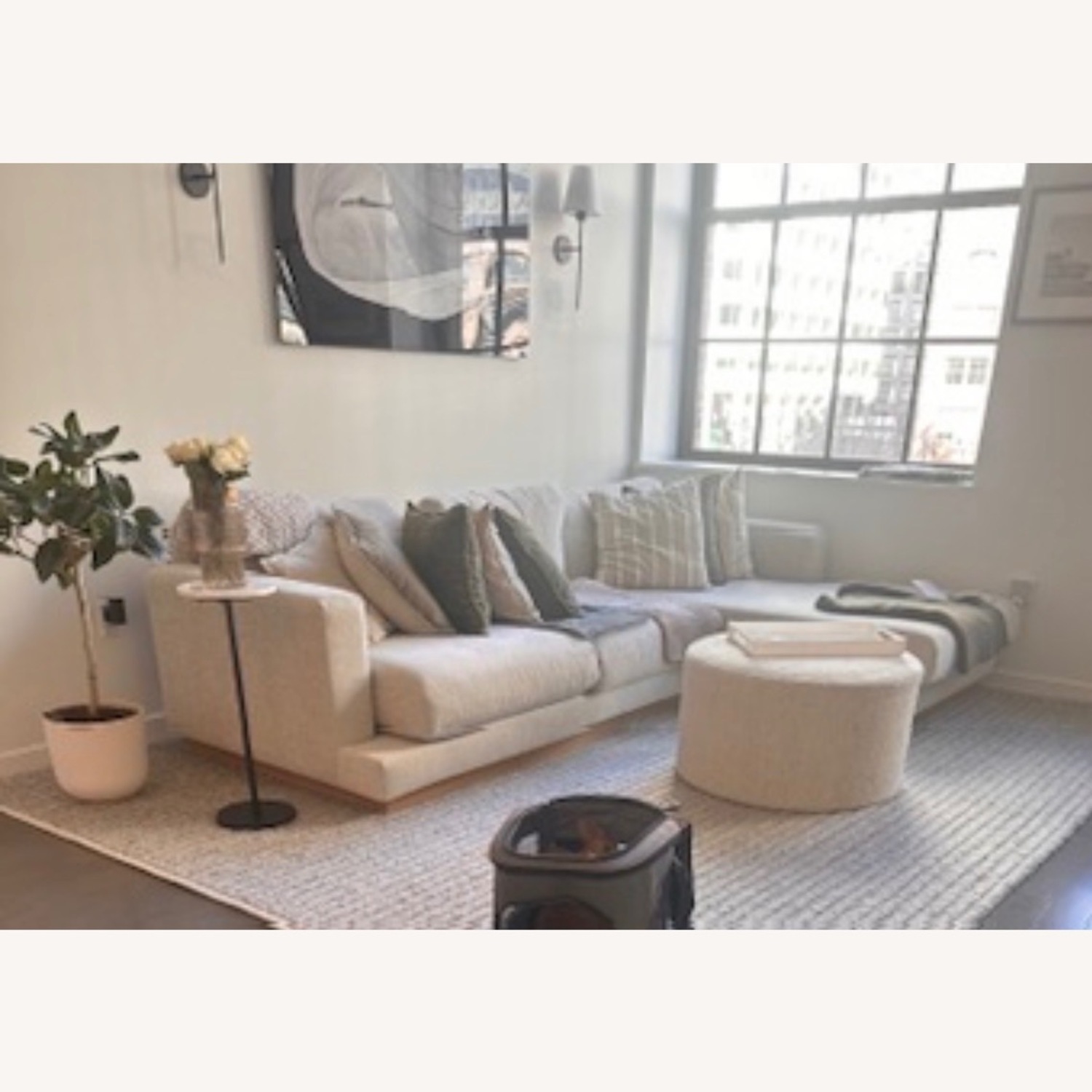 Crate & Barrel Tidal White Fabric 2 Piece Sectional - image-7