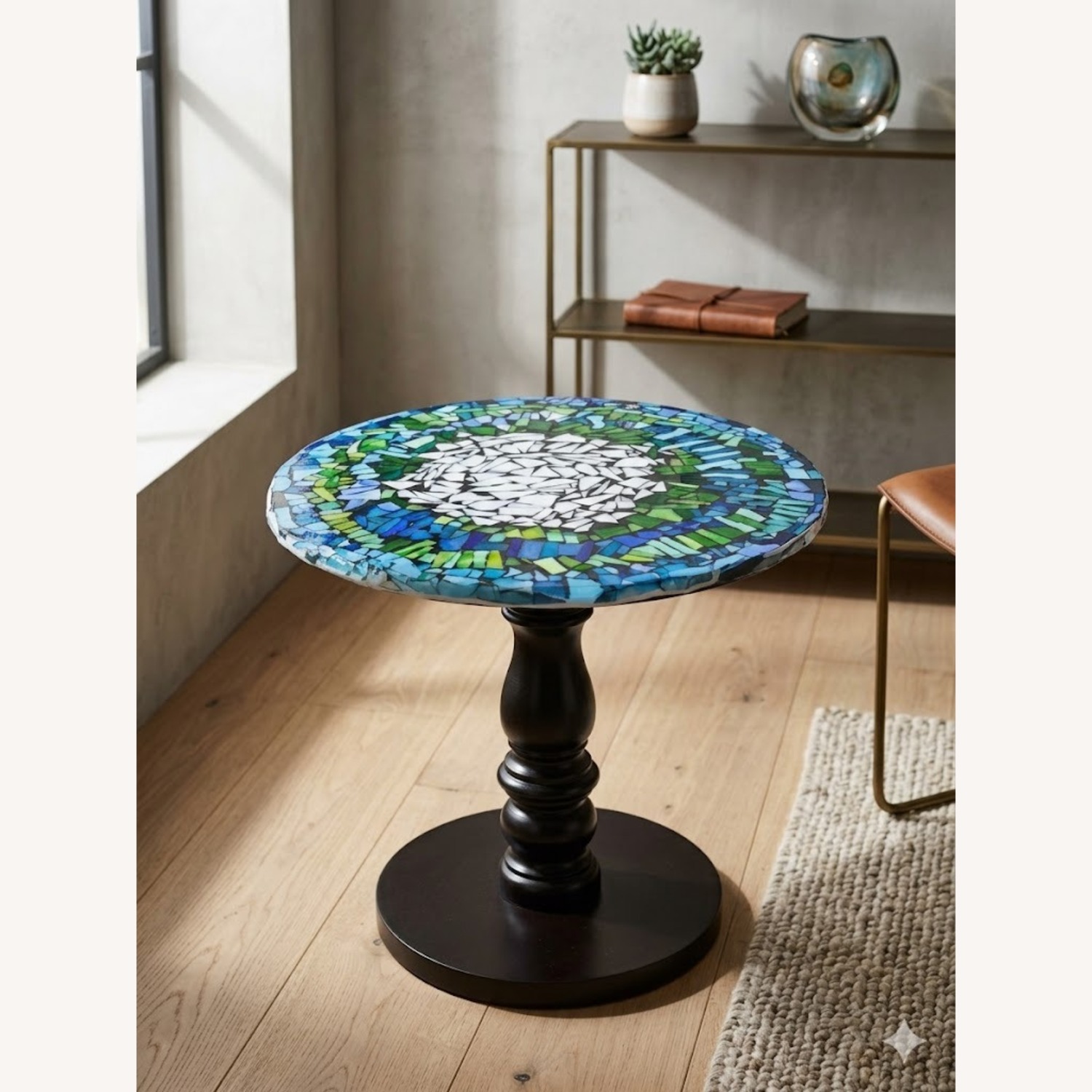 Mosaic Glass Hi Top Bar Table Pedestal Table - image-3