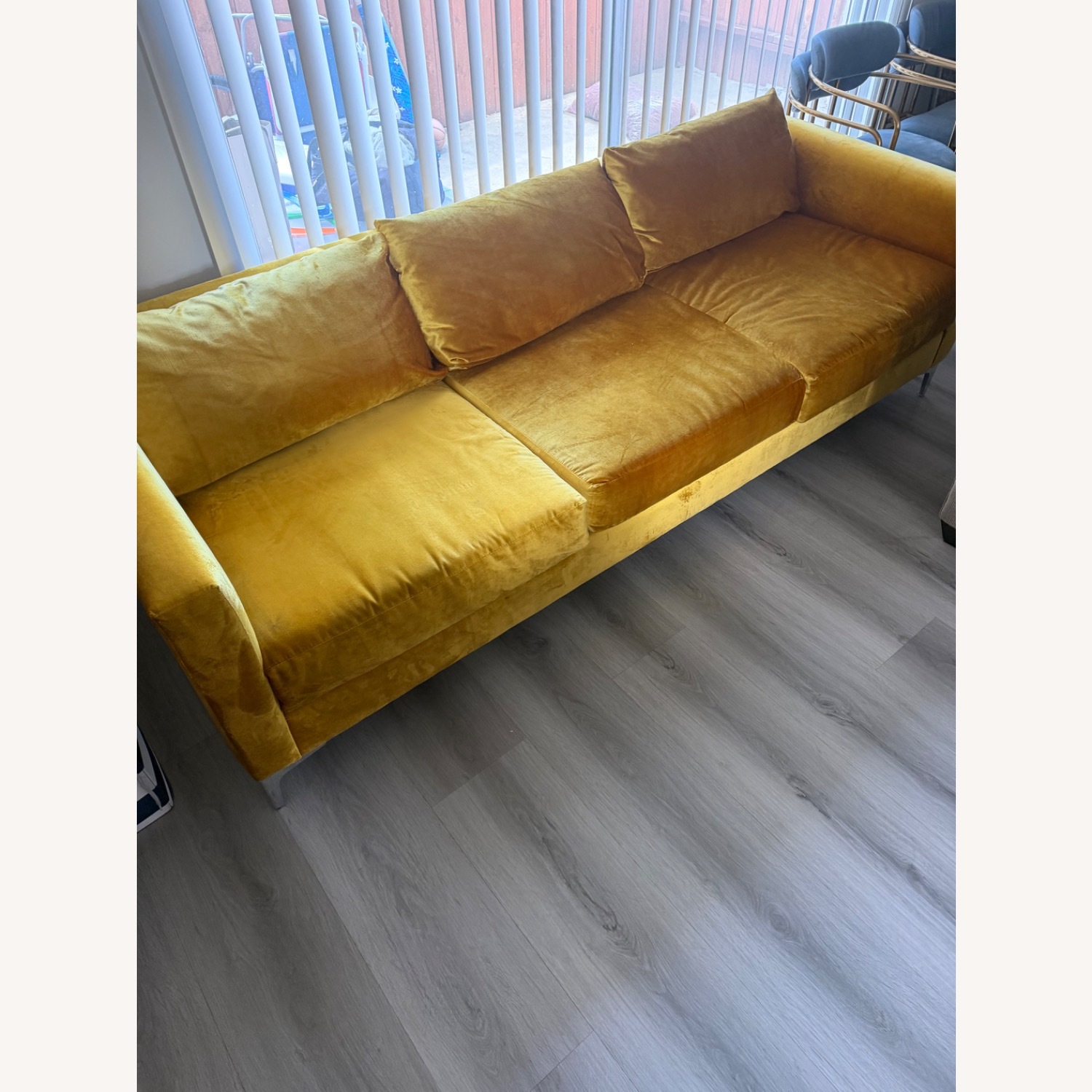 Urban Outfitters Chamberlin Gold Velvet 3+ Seater Sofa - image-2