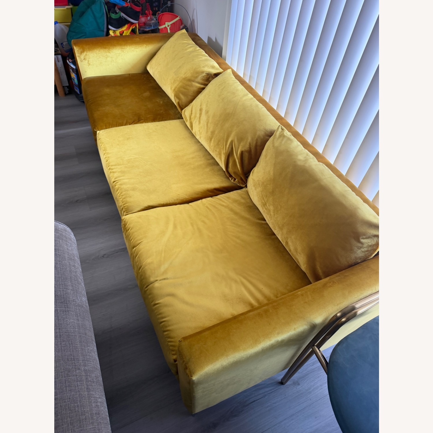 Urban Outfitters Chamberlin Gold Velvet 3+ Seater Sofa - image-3