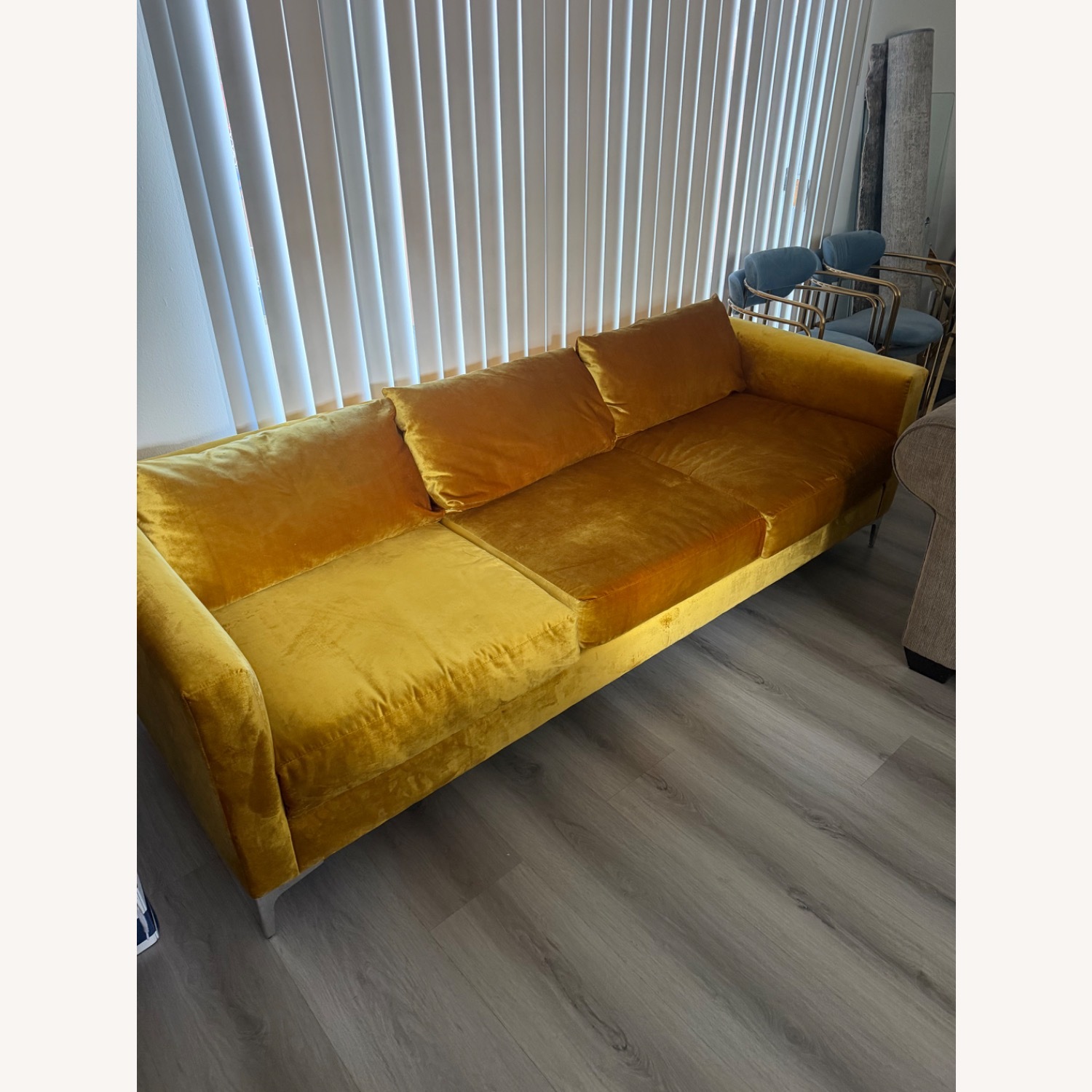 Urban Outfitters Chamberlin Gold Velvet 3+ Seater Sofa - image-1