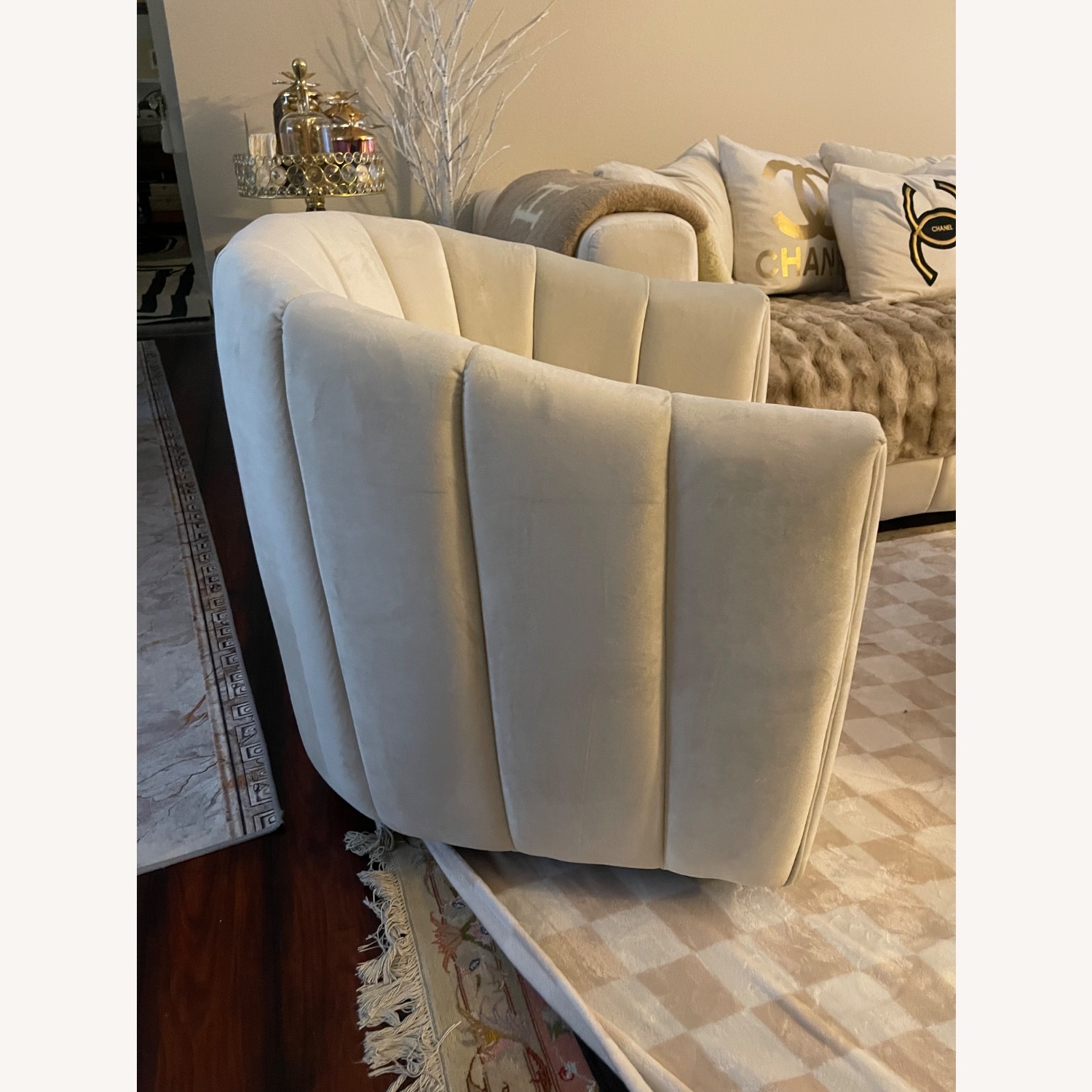 Wayfair Natural Suede Armchair - image-2