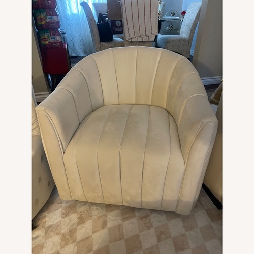 Used Wayfair Natural Suede Armchair for sale on AptDeco
