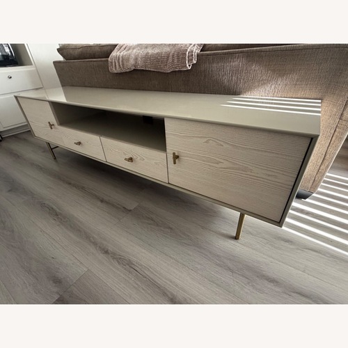 Used West Elm Modernist Light Gray Wood Media Storage for sale on AptDeco