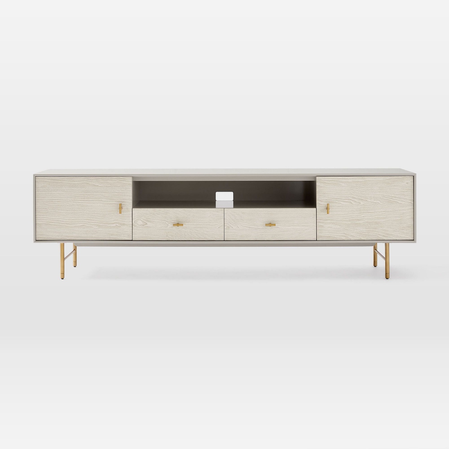 West Elm Modernist Light Gray Wood Media Storage - image-5