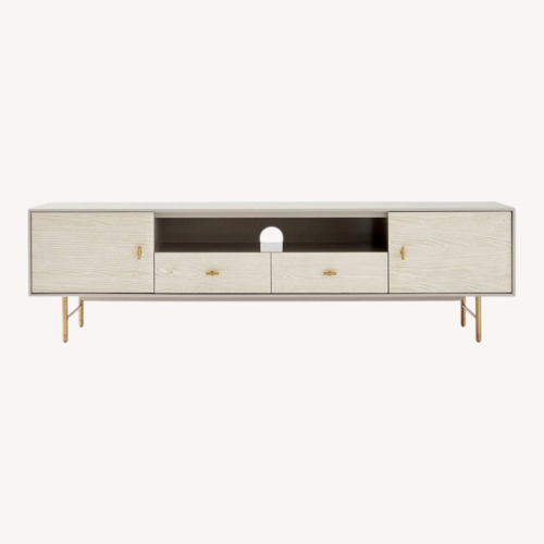 Used West Elm Modernist Light Gray Wood Media Storage for sale on AptDeco