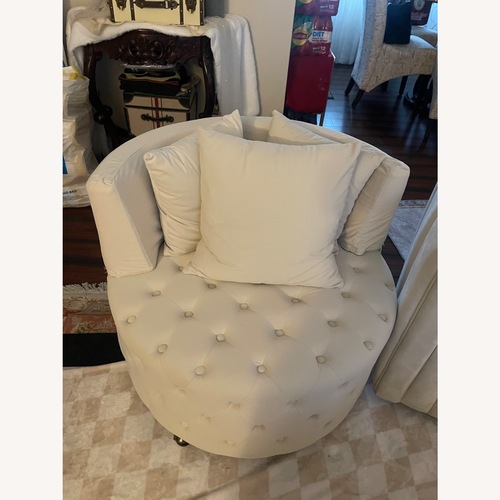 Used Wayfair Natural Suede Armchair for sale on AptDeco