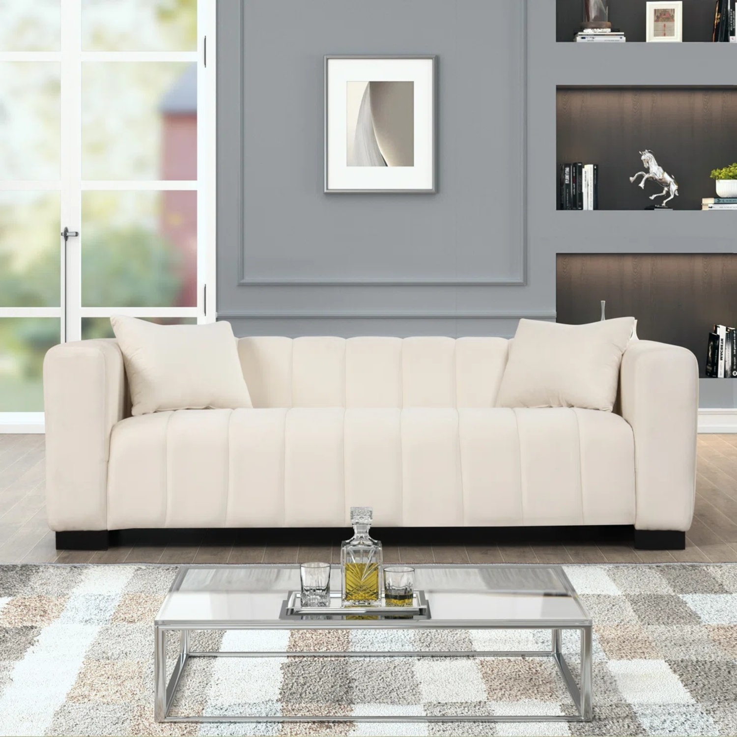 Wayfair Natural Suede 3+ Seater Sofa - image-4
