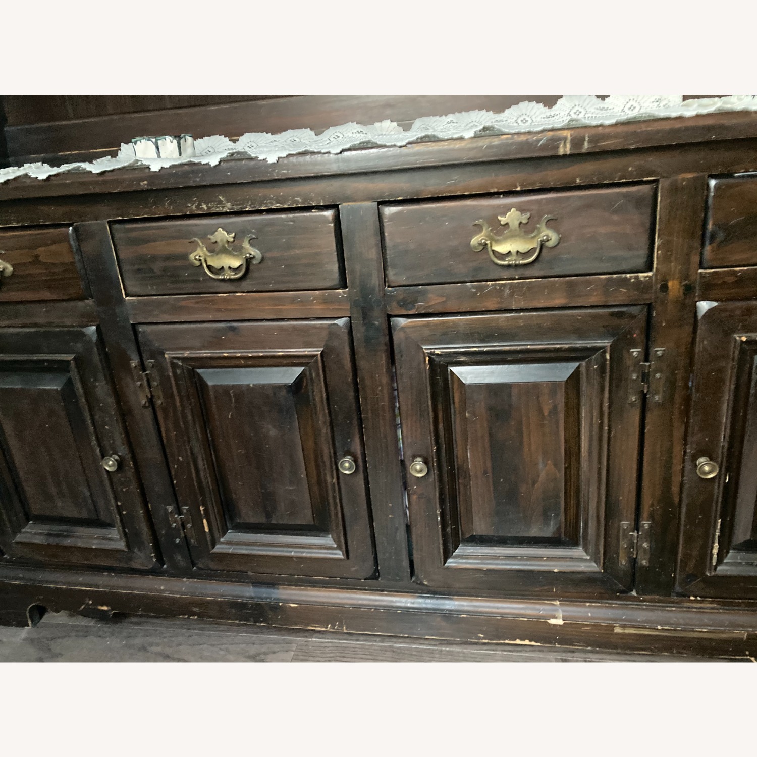 Vintage/Antique Dark Brown Wood Wall Unit - image-3