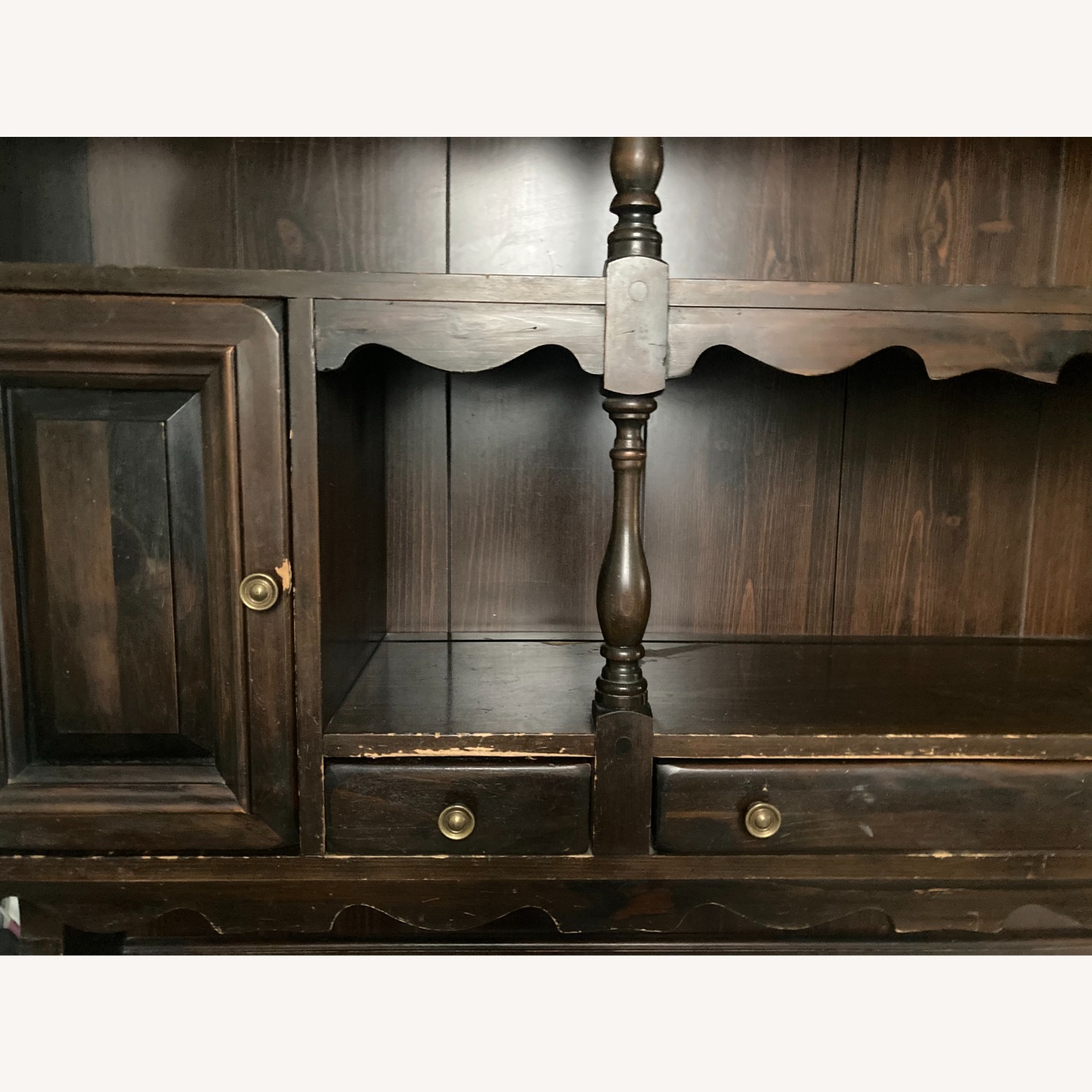 Vintage/Antique Dark Brown Wood Wall Unit - image-4