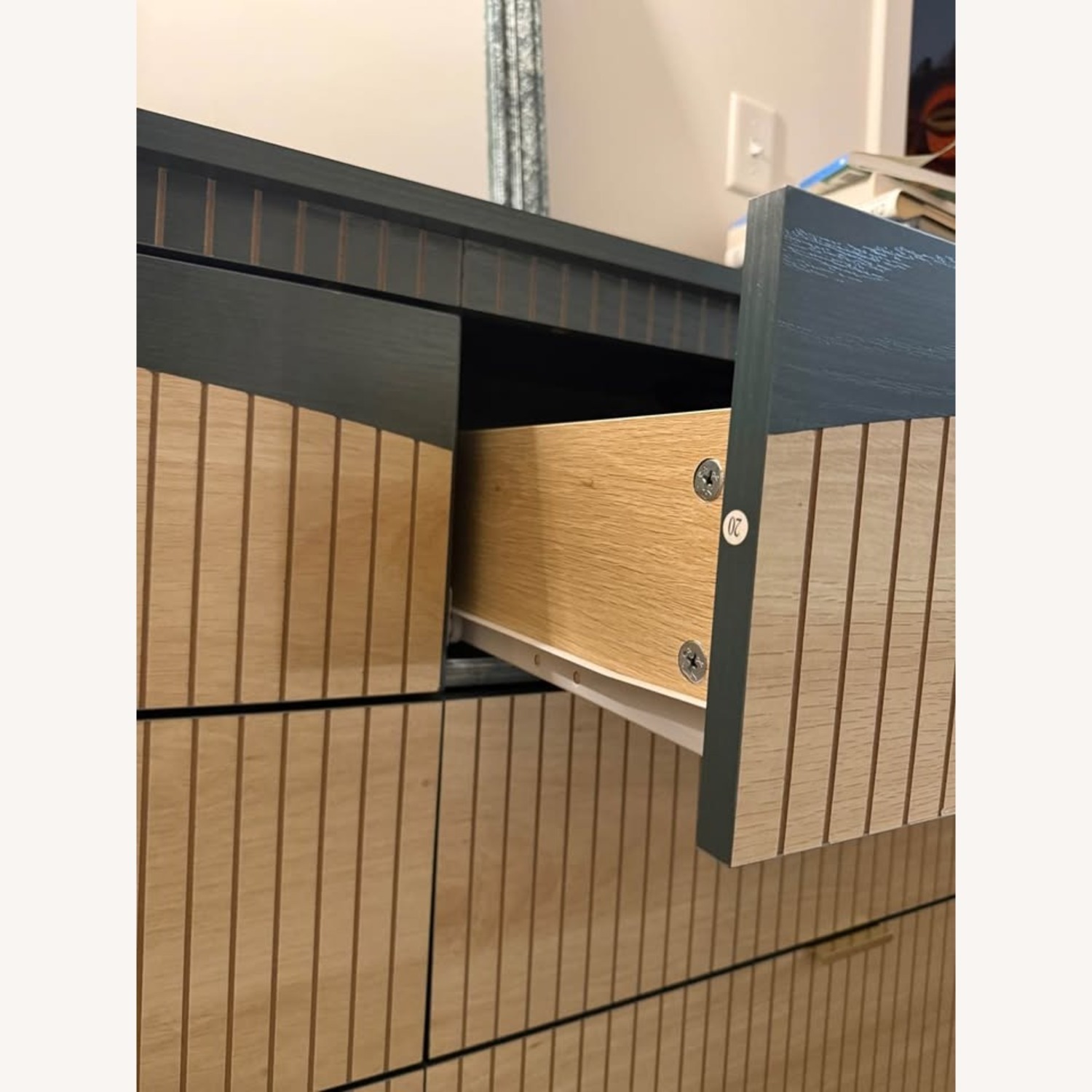 6-Drawer Teal + Beige Wood Dresser - image-3