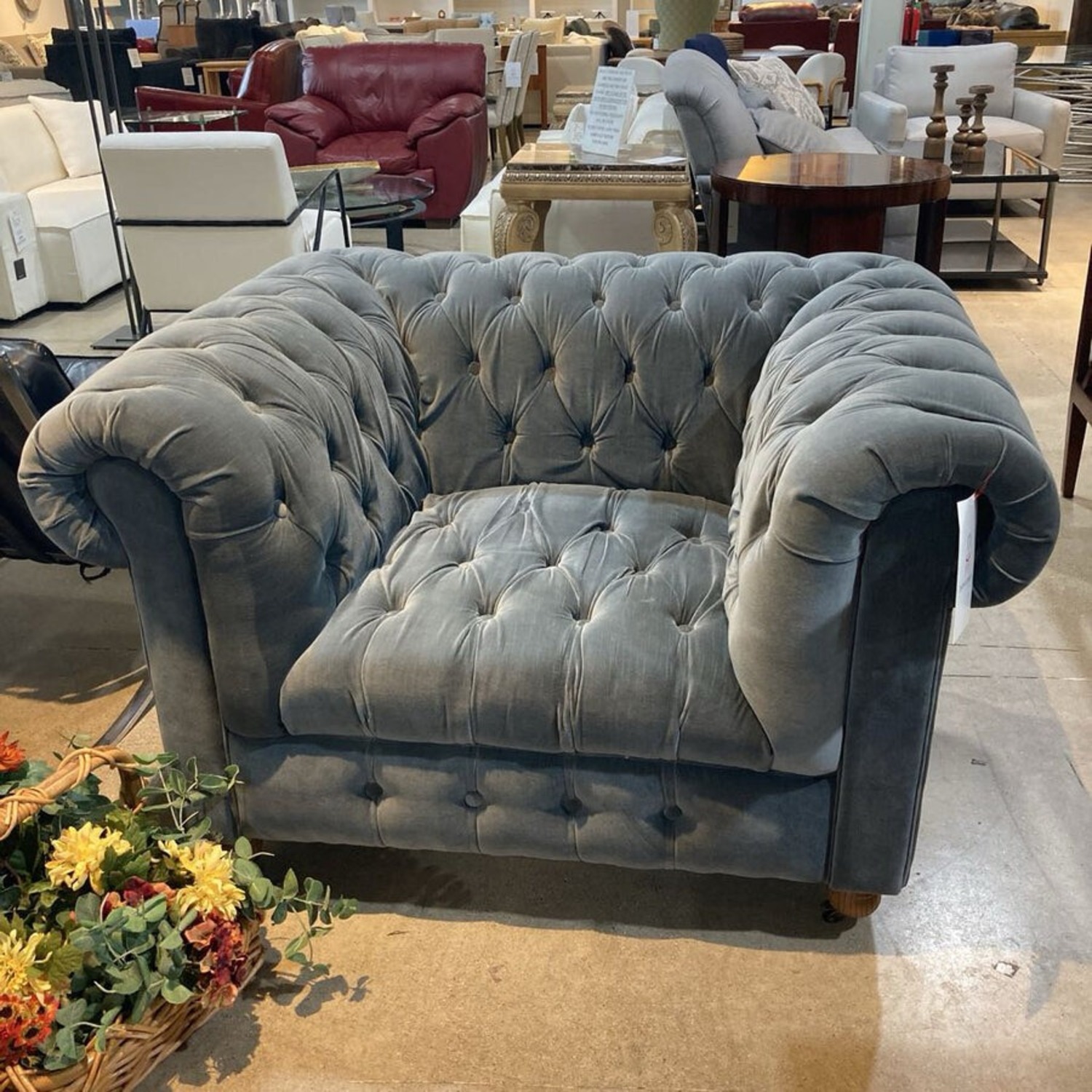 Restoration Hardware Kensington Tufted Velvet Oversized Chair - image-3
