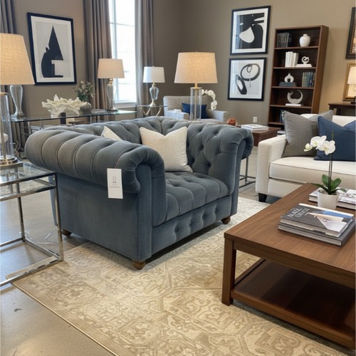 Used Restoration Hardware Kensington Tufted Velvet Oversized Chair for sale on AptDeco
