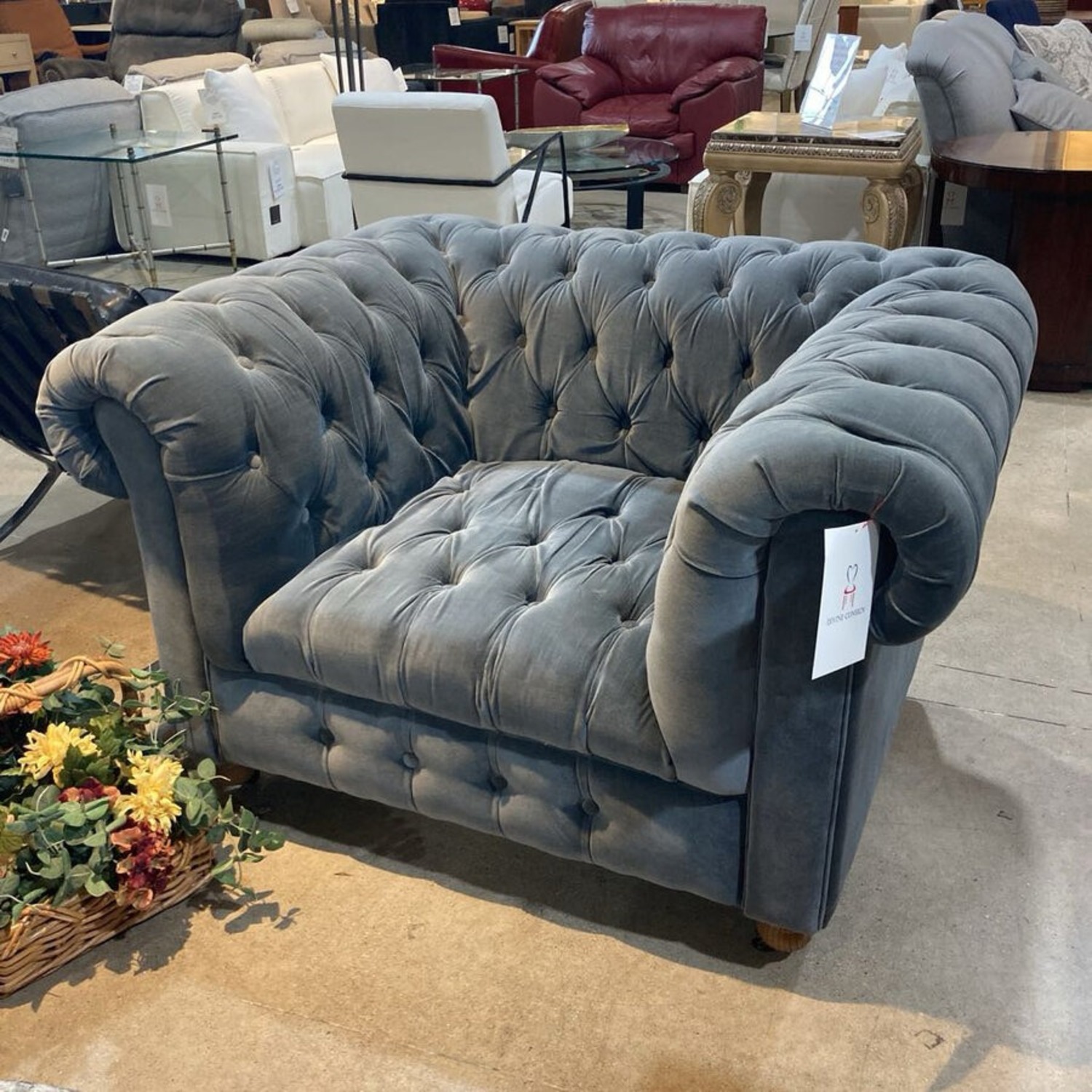 Restoration Hardware Kensington Tufted Velvet Oversized Chair - image-2
