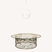 Italian Spiral Base Glass Top Dining Table