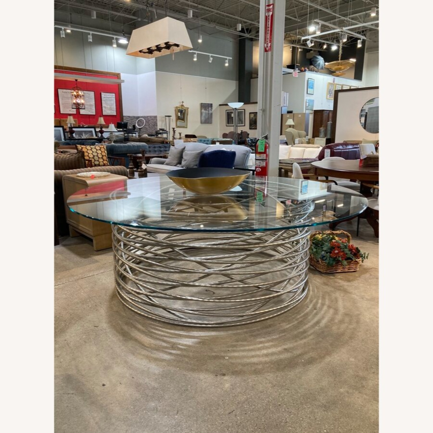 Italian Spiral Base Glass Top Dining Table - image-2