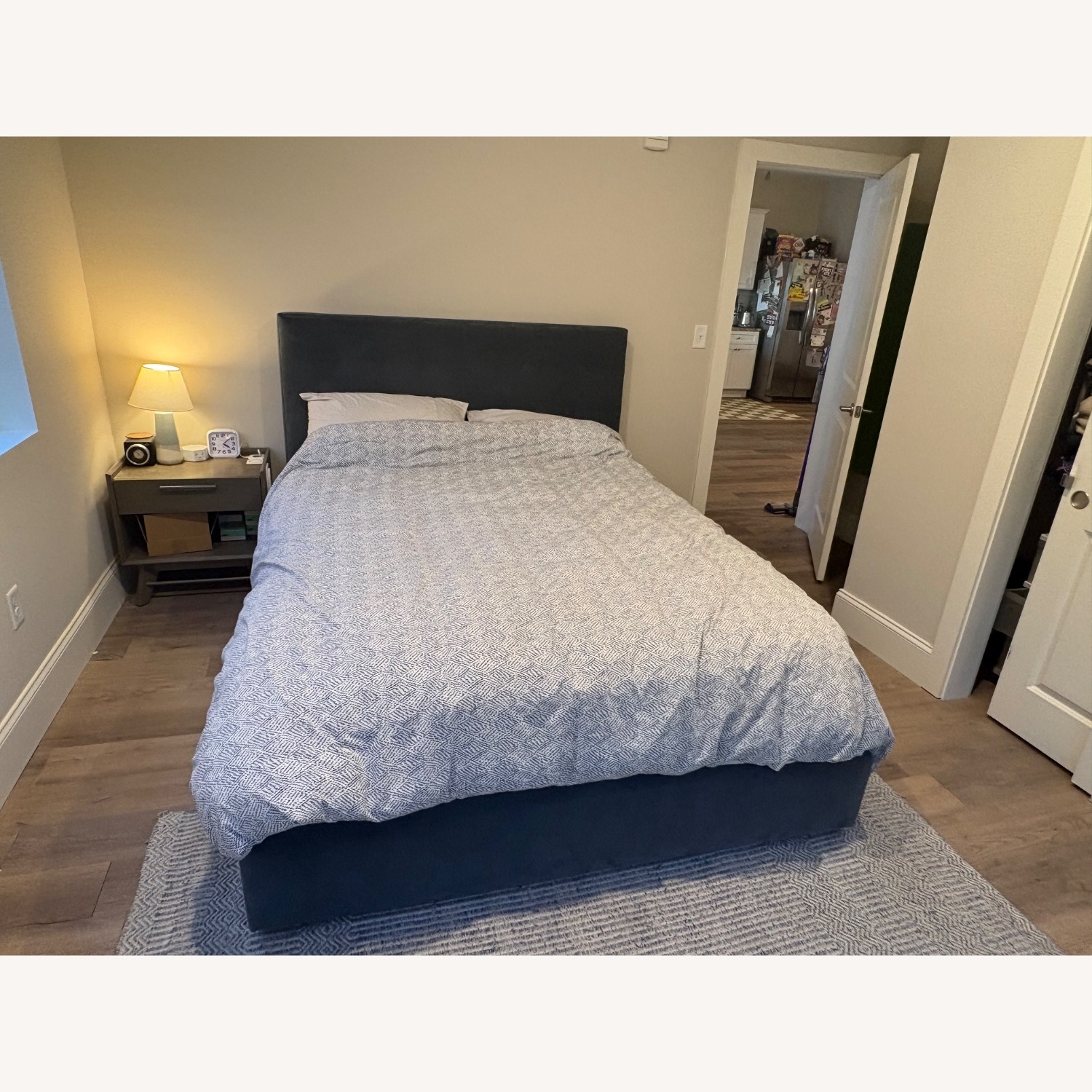 Room & Board Avery Blue/Gray Velvet Queen Bed - image-1