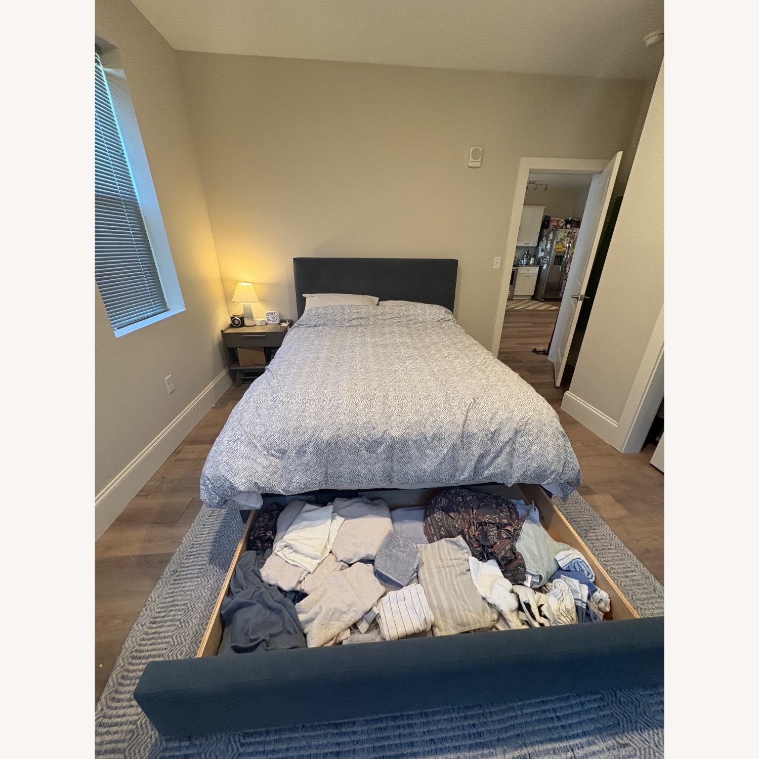 Room & Board Avery Blue/Gray Velvet Queen Bed - image-4
