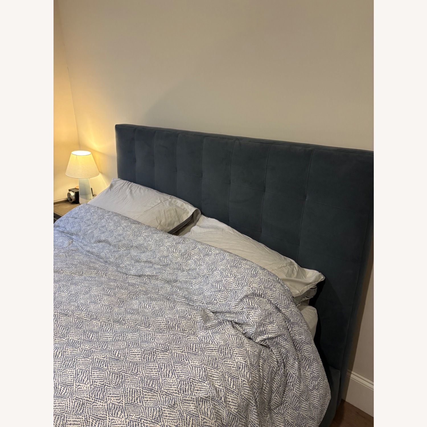 Room & Board Avery Blue/Gray Velvet Queen Bed - image-3