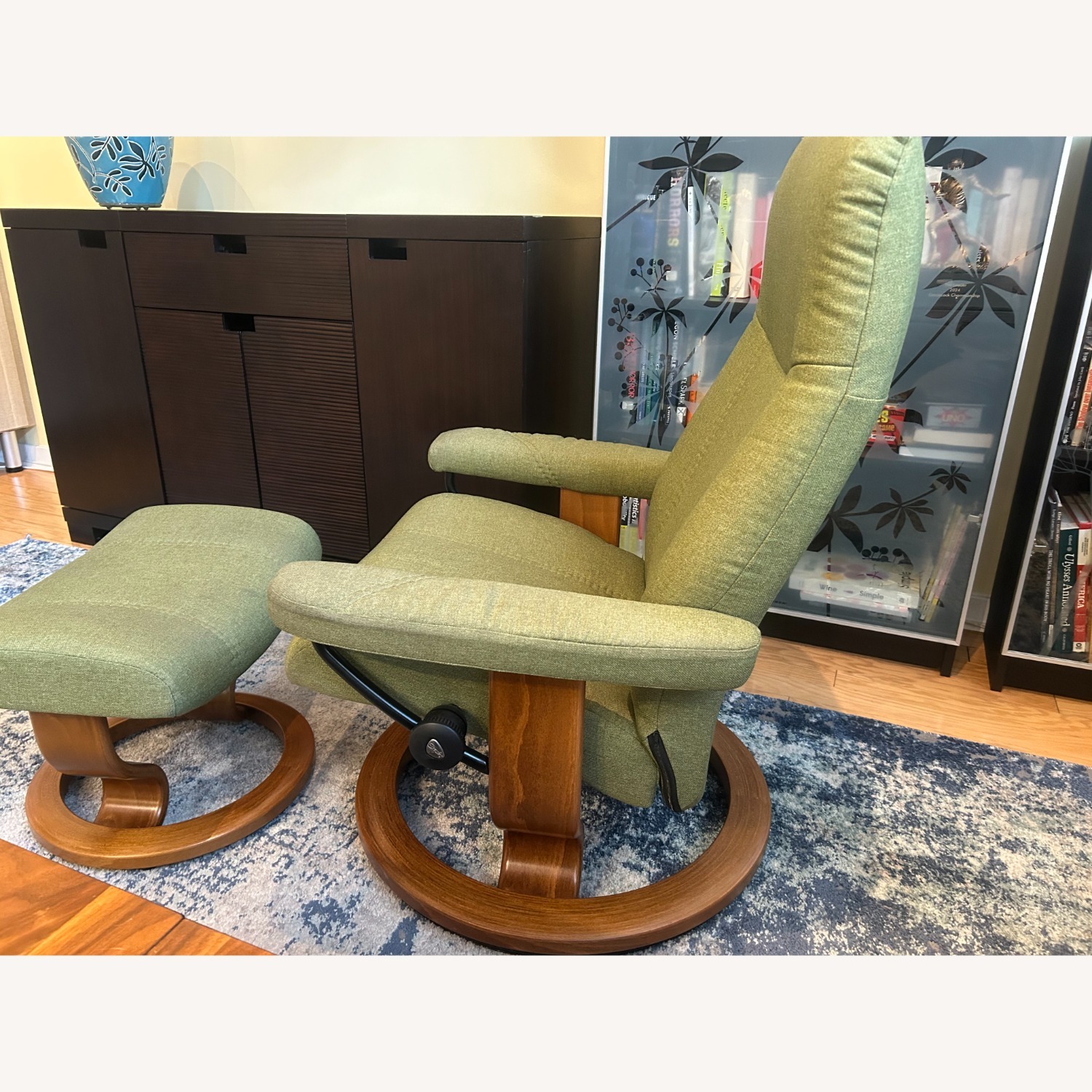 Green Fabric "Stressless" Recliner - image-1