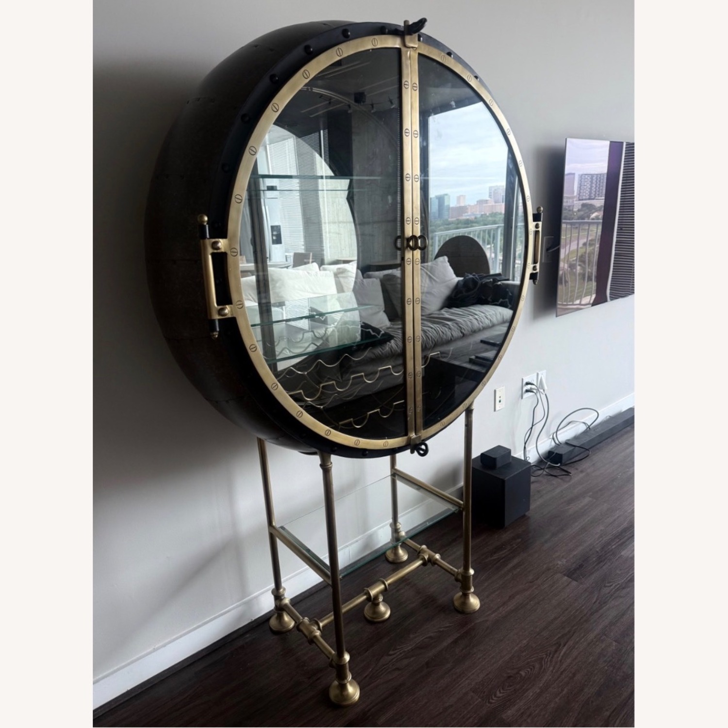 Restoration Hardware Gold Metal Bar Cart - image-3