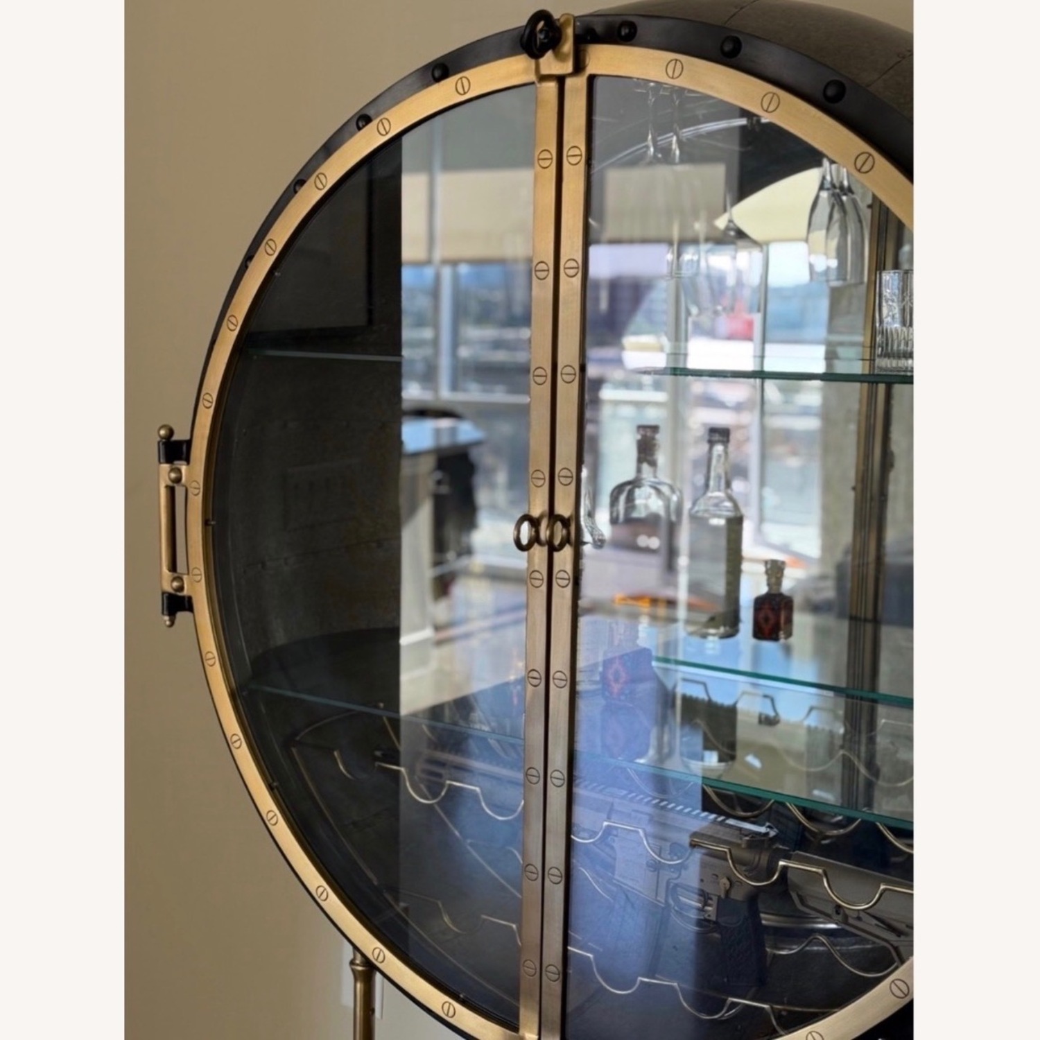 Restoration Hardware Gold Metal Bar Cart - image-4