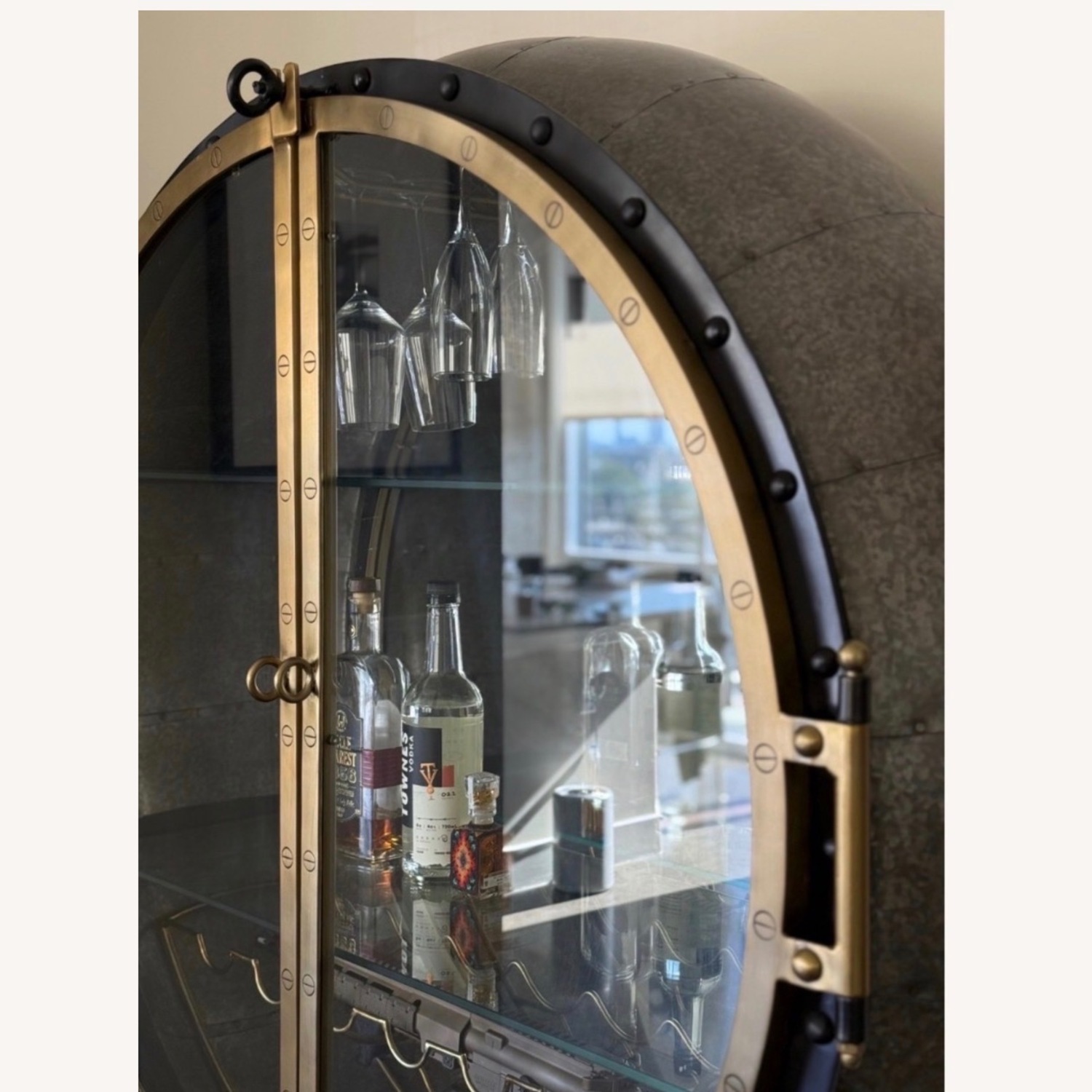 Restoration Hardware Gold Metal Bar Cart - image-5