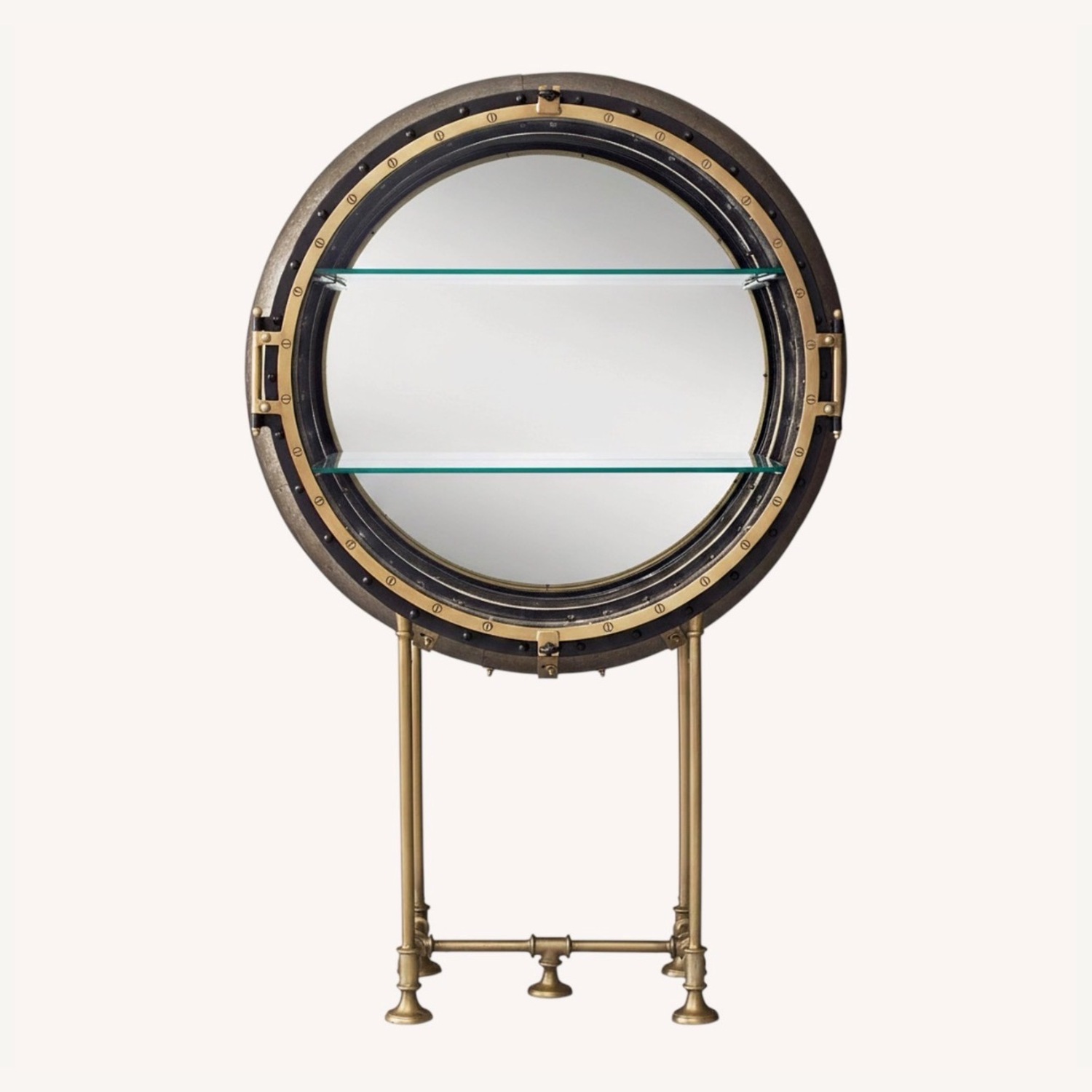 Restoration Hardware Gold Metal Bar Cart - image-8