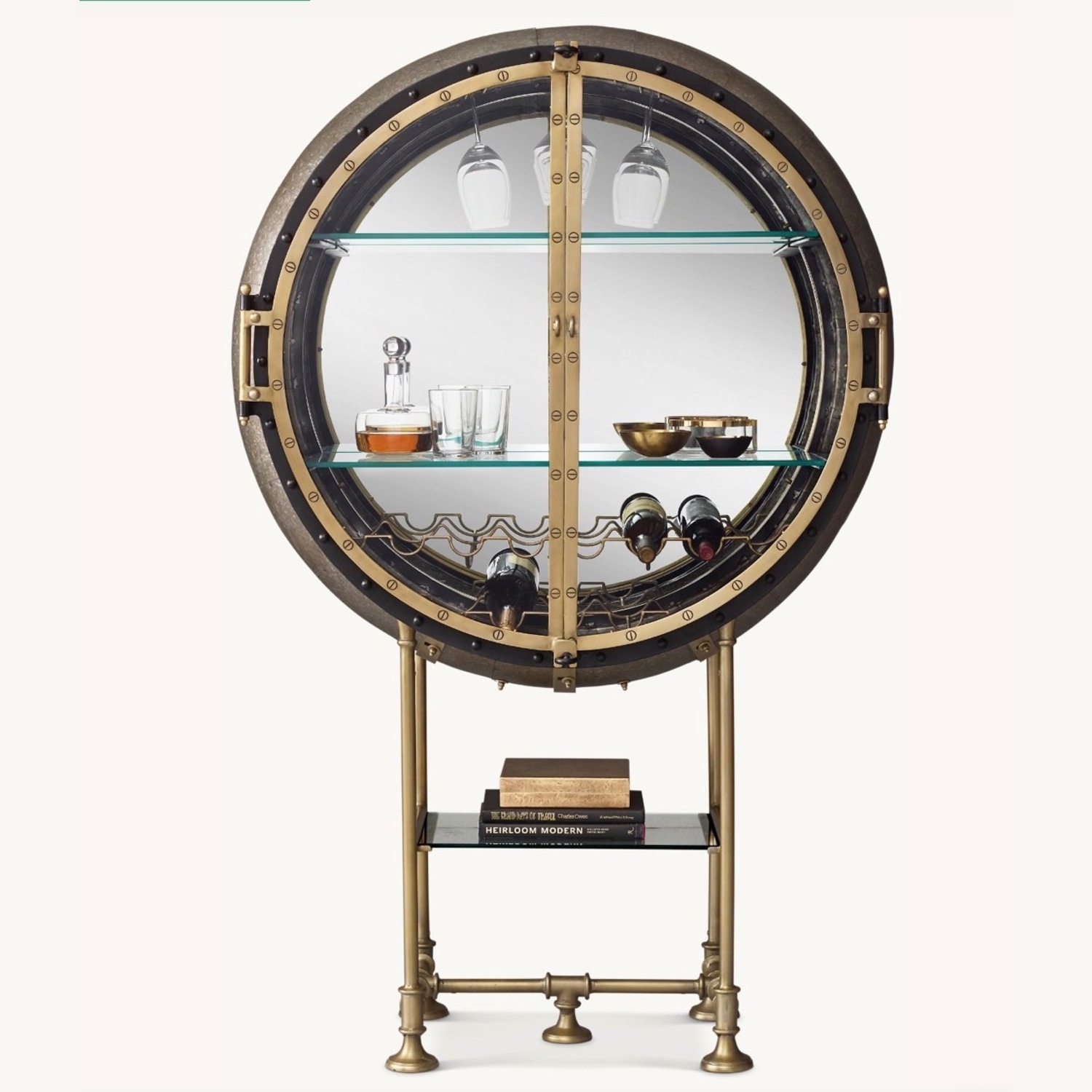 Restoration Hardware Gold Metal Bar Cart - image-1