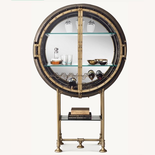 Used Restoration Hardware Gold Metal Bar Cart for sale on AptDeco
