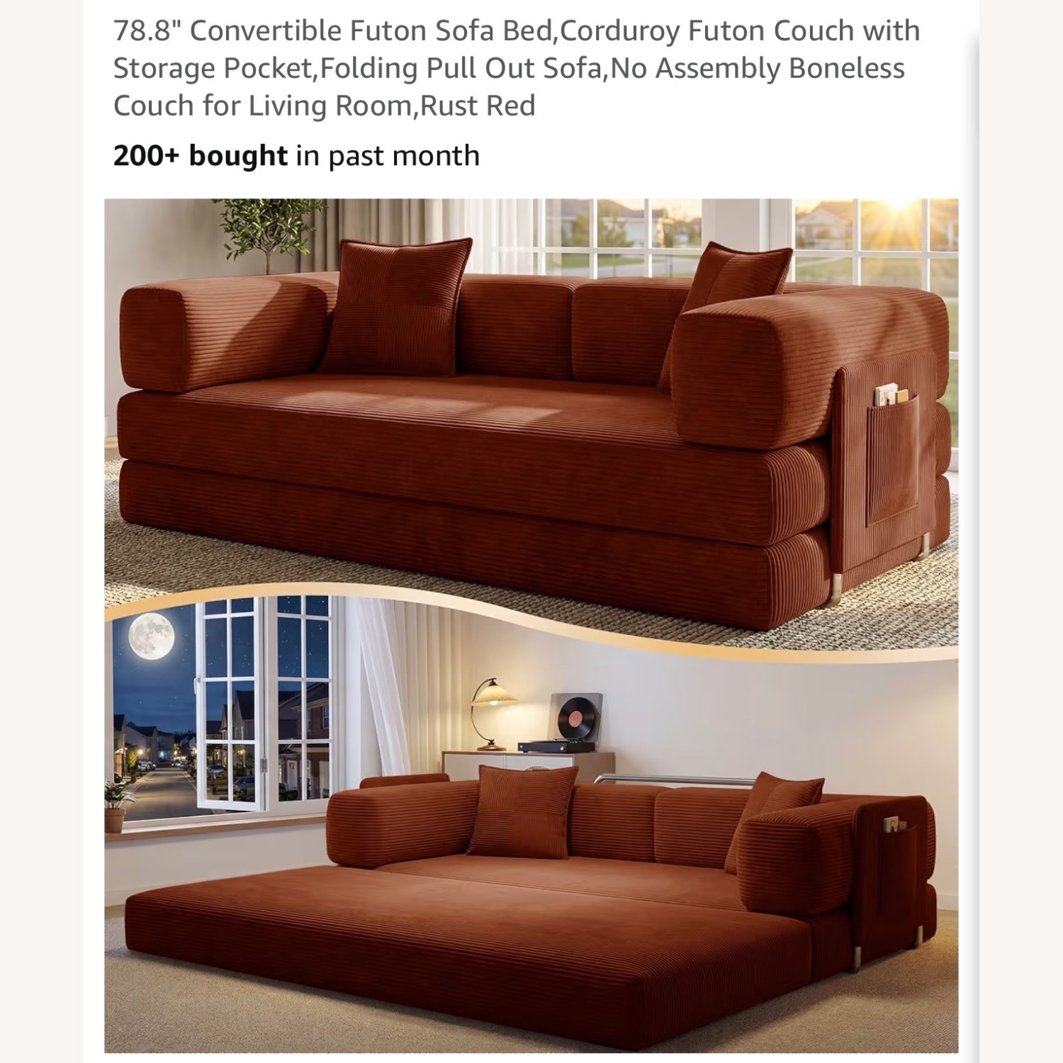 Orange Cotton Futon - image-2