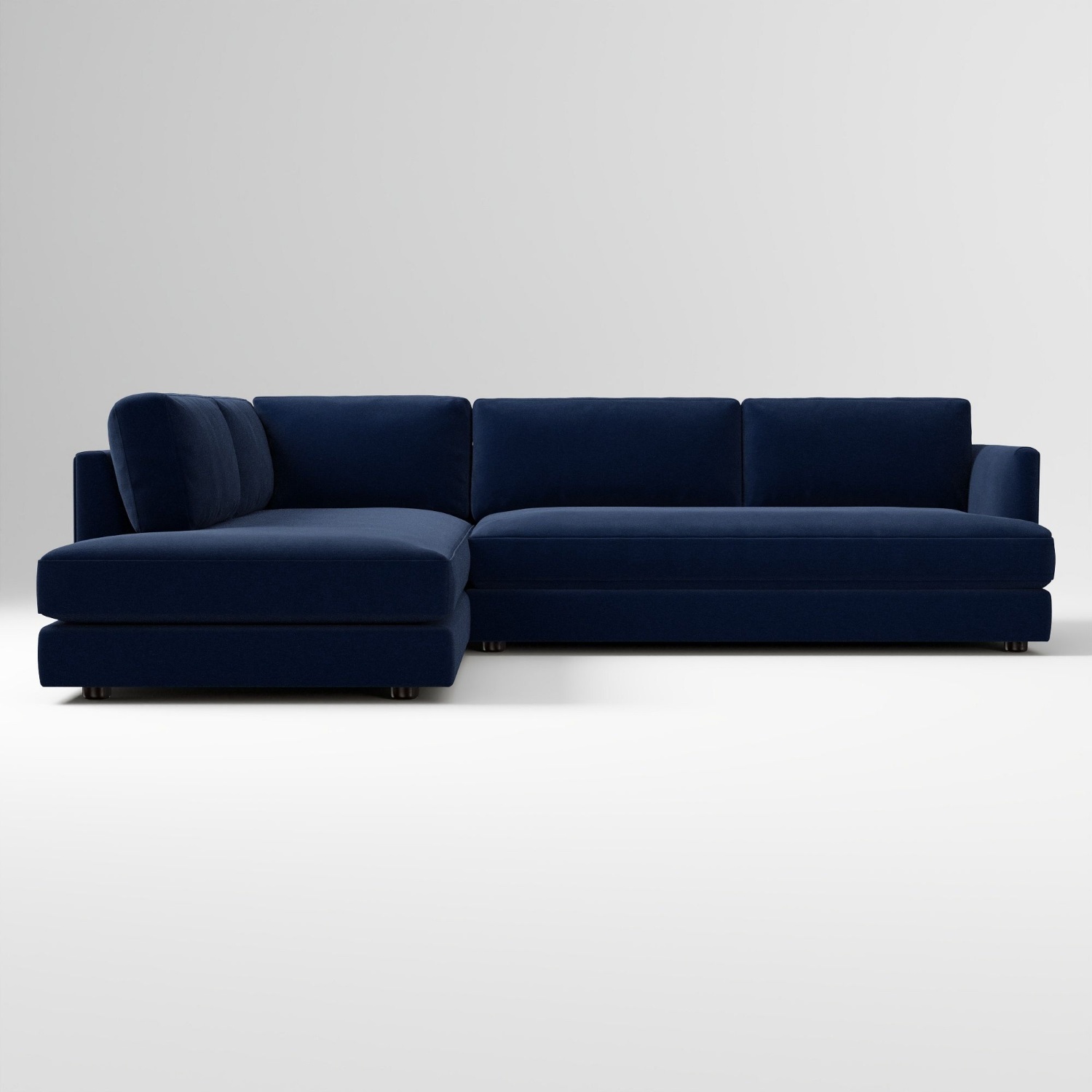 West Elm Haven Blue Velvet 2 Piece Sectional - image-5