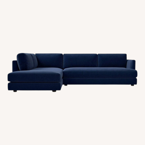 Used West Elm Haven Blue Velvet 2 Piece Sectional for sale on AptDeco