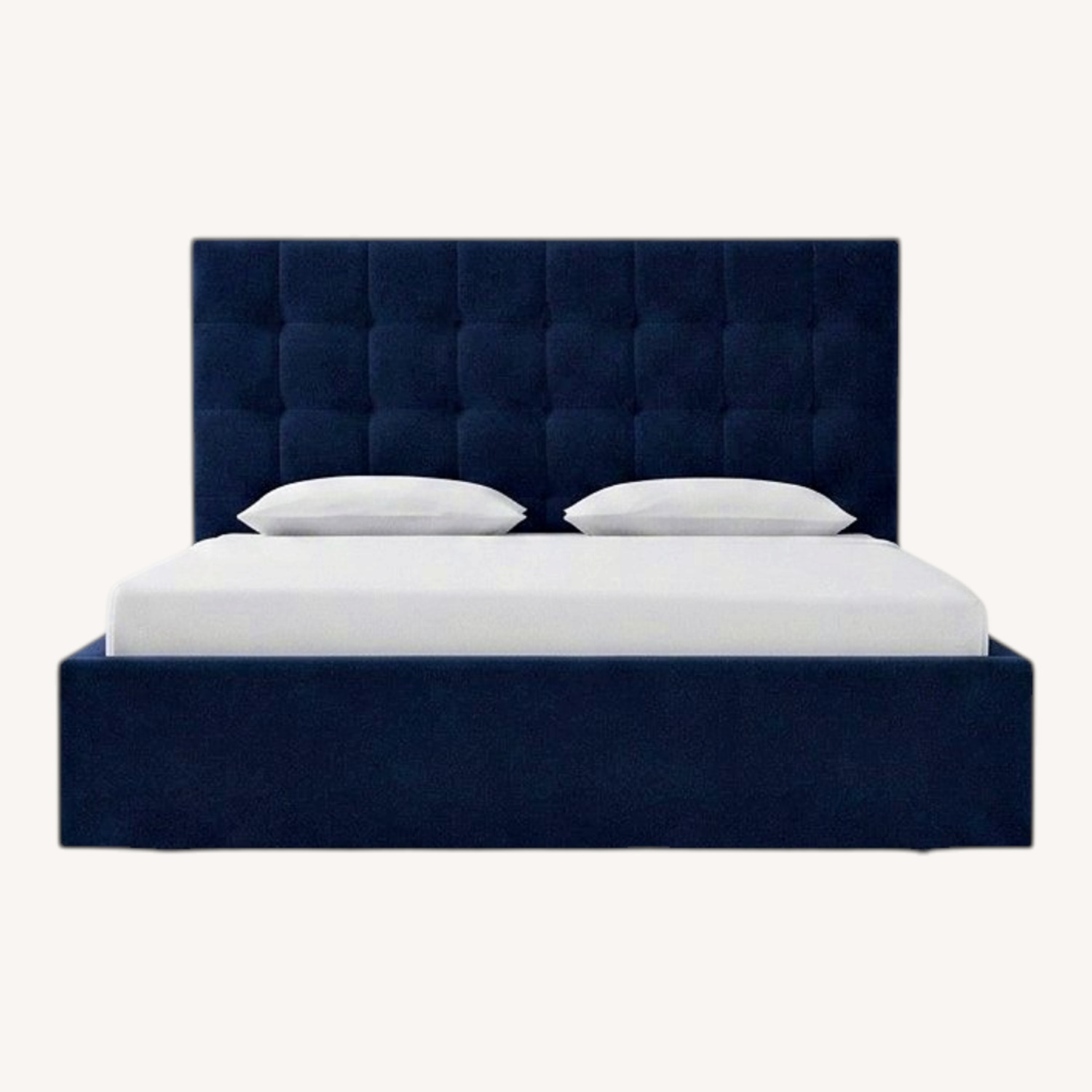 West Elm Emmett Blue Velvet King Bed - image-0