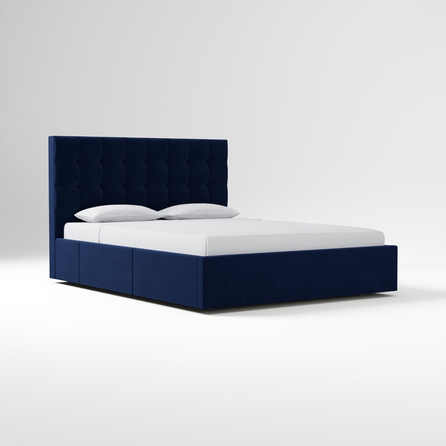 West Elm Emmett Blue Velvet King Bed - image-4