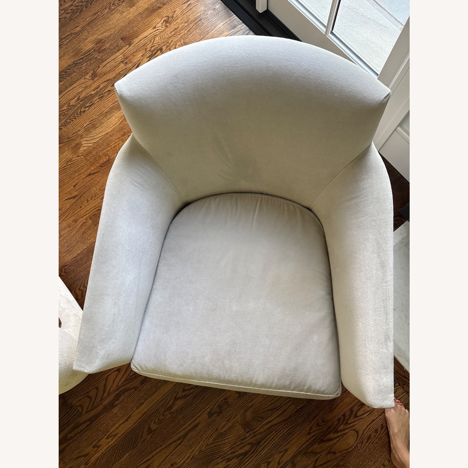 Set of 2 Restoration Hardware Light Gray Swivel Accent Chairs - image-3