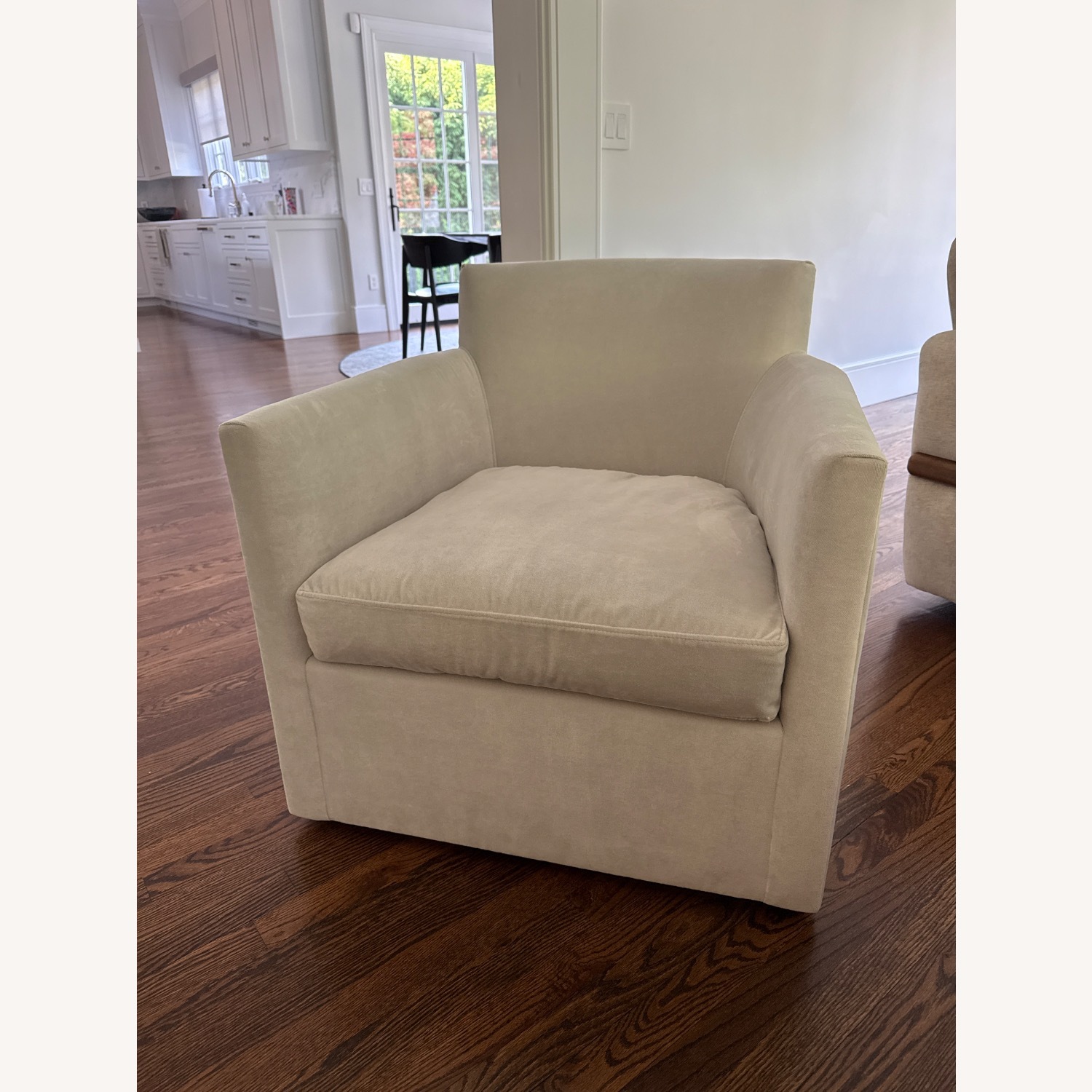 Set of 2 Restoration Hardware Light Gray Swivel Accent Chairs - image-5