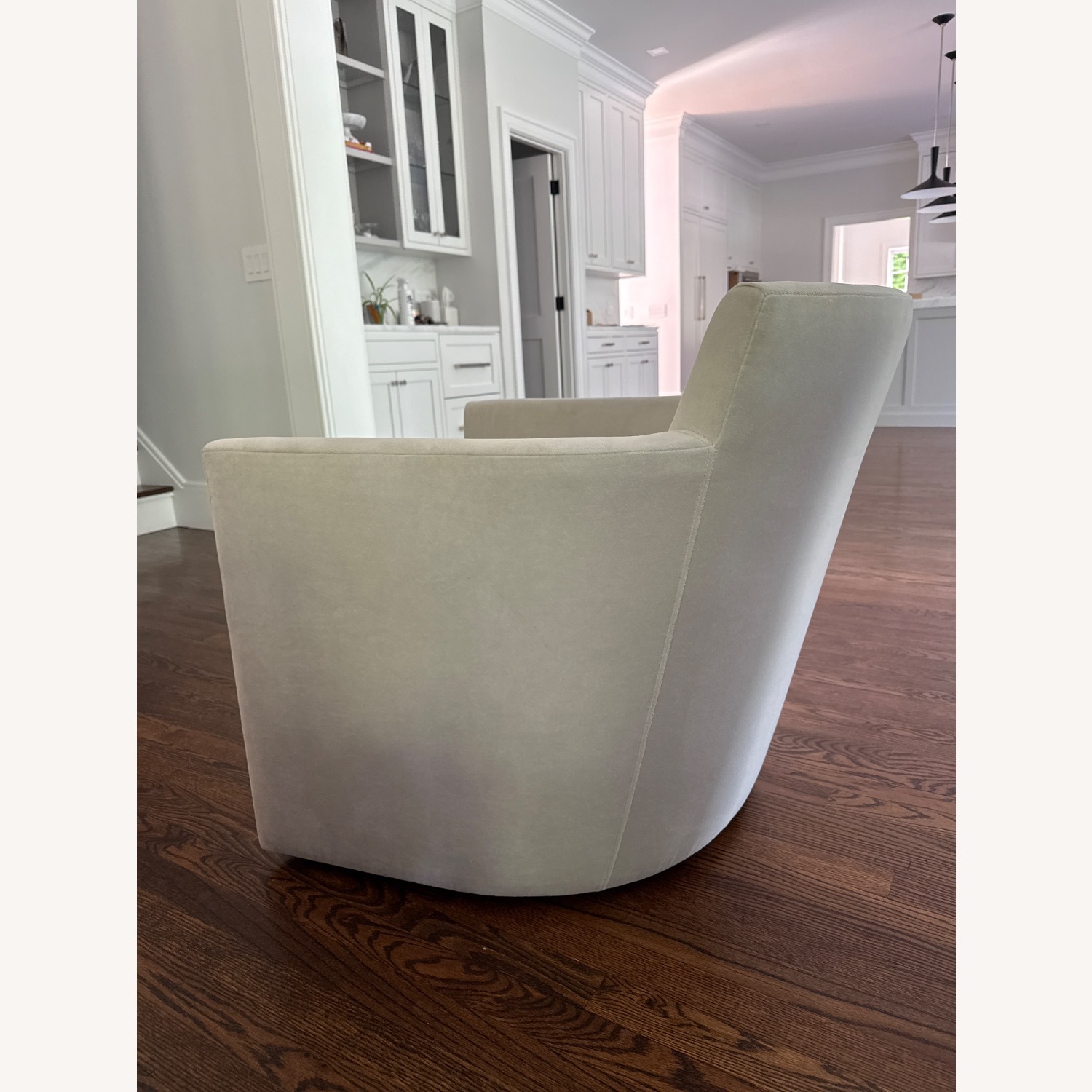 Set of 2 Restoration Hardware Light Gray Swivel Accent Chairs - image-4