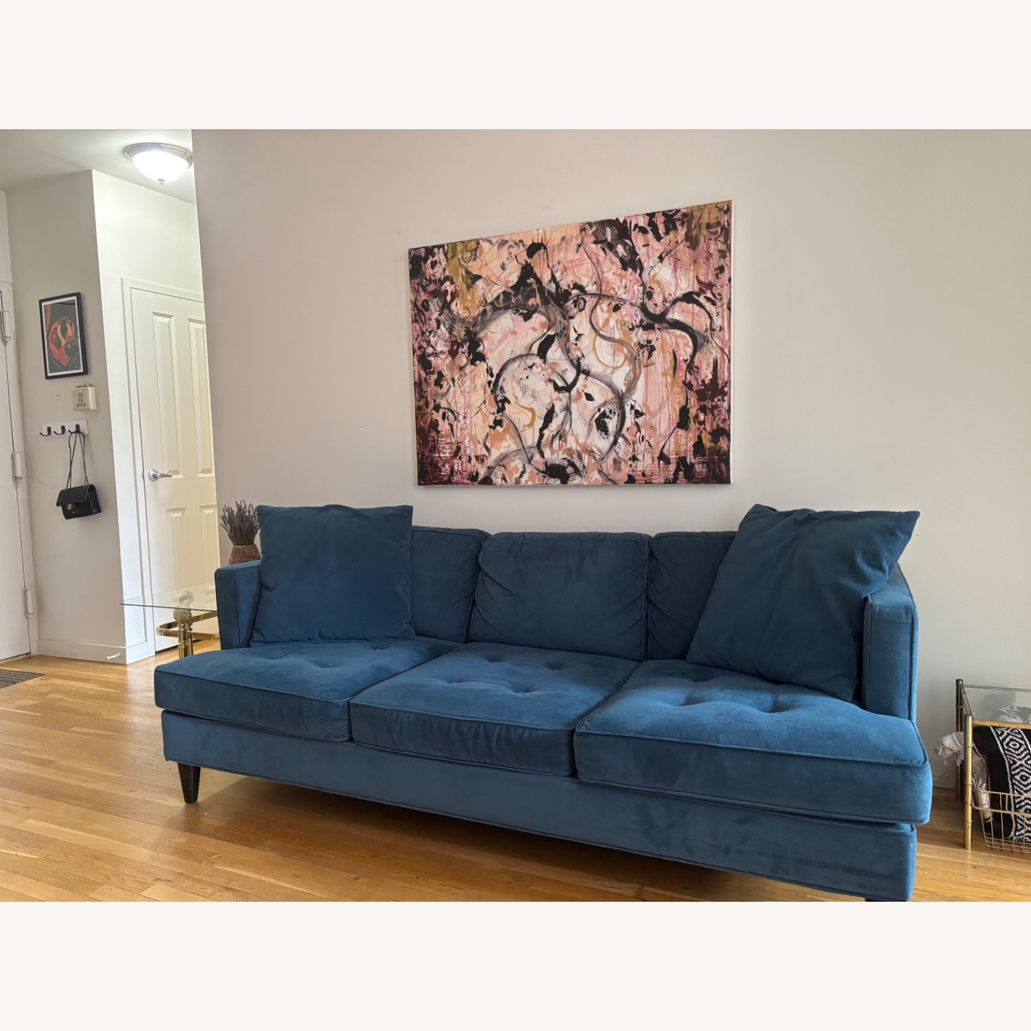 Royal Blue Suede 3 Seat sofa - image-2