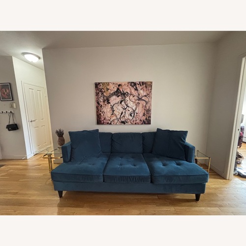 Used Royal Blue Suede 3 Seat sofa for sale on AptDeco