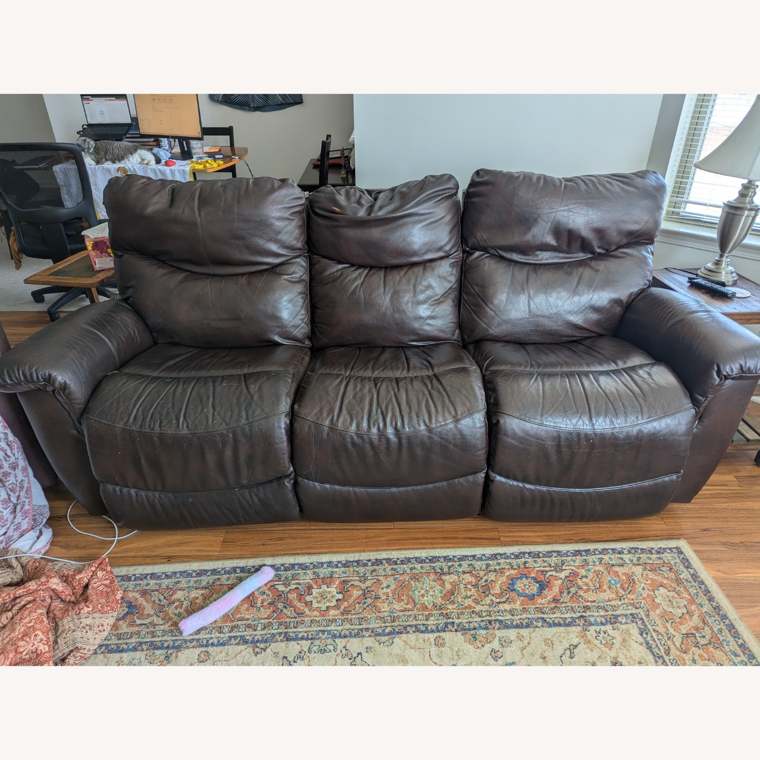La-Z-Boy James Dark Brown Leather Recliner 3 Seat - image-1