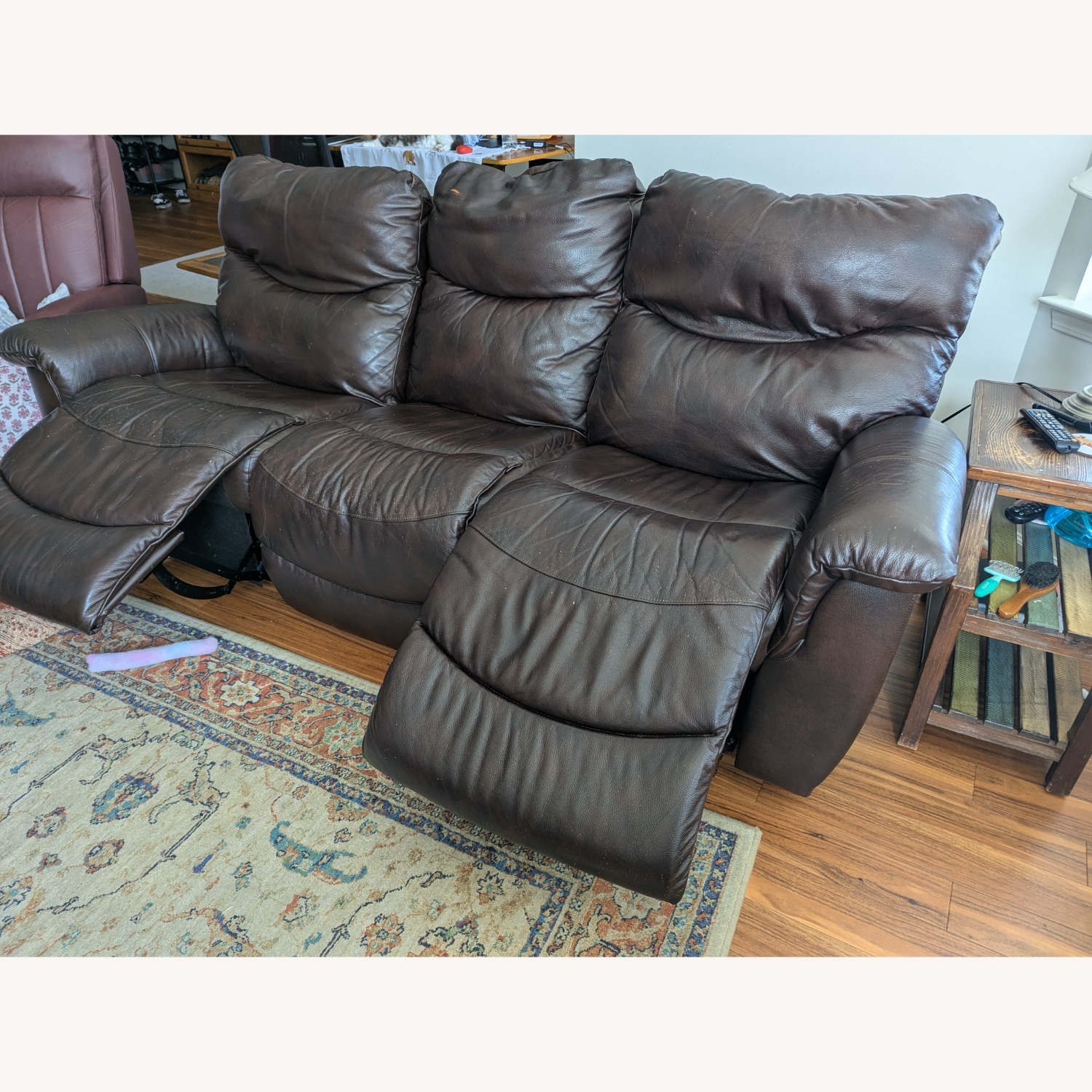 La-Z-Boy James Dark Brown Leather Recliner 3 Seat - image-5