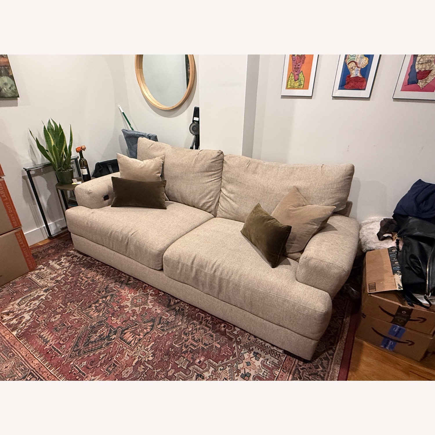 Natural Fabric 3+ Seater Sofa - image-2